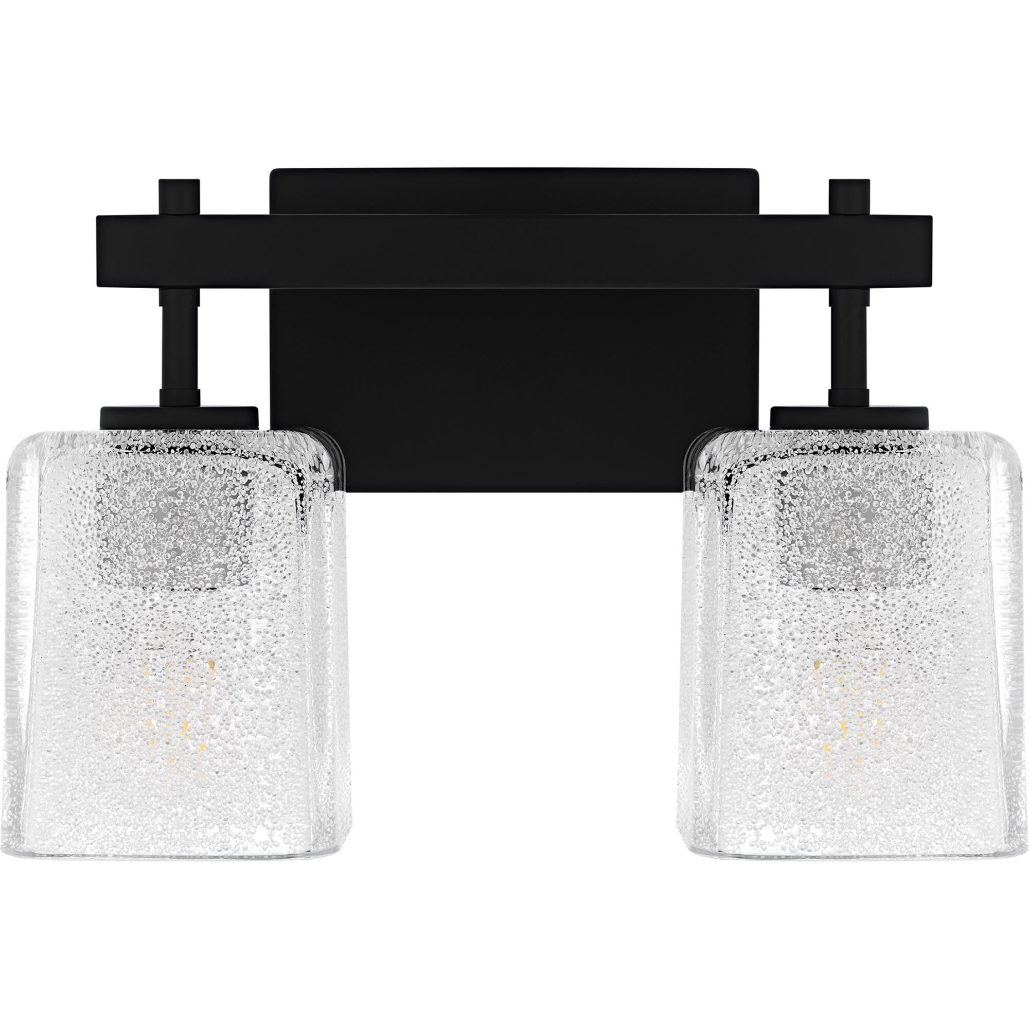 Shown in Matte Black finish and Clear Glass With Glass Sand Spray Inside shade