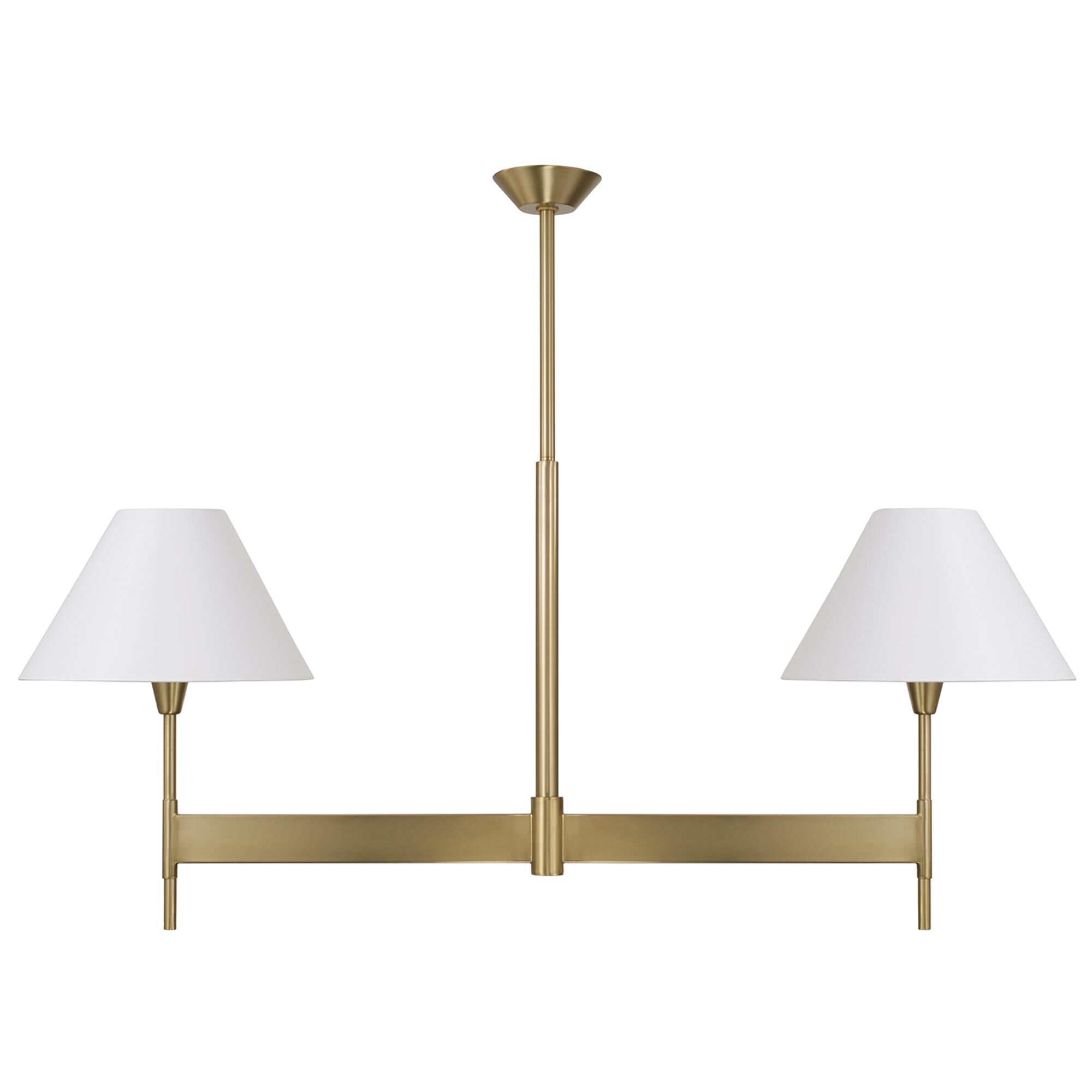 Shown in Aged Brass finish and White Fabric Stay-Straight s shade