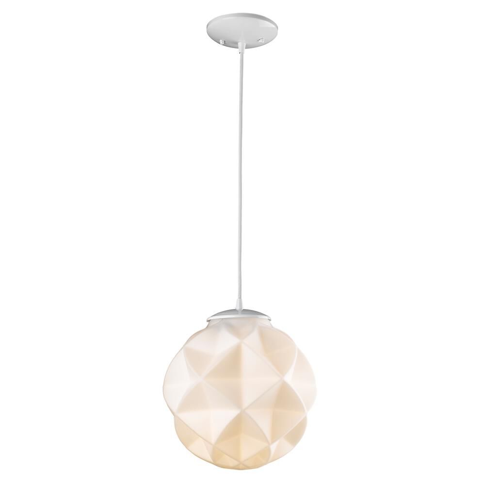 Shown in White finish and White glass and White Abstract Glass Globe shade