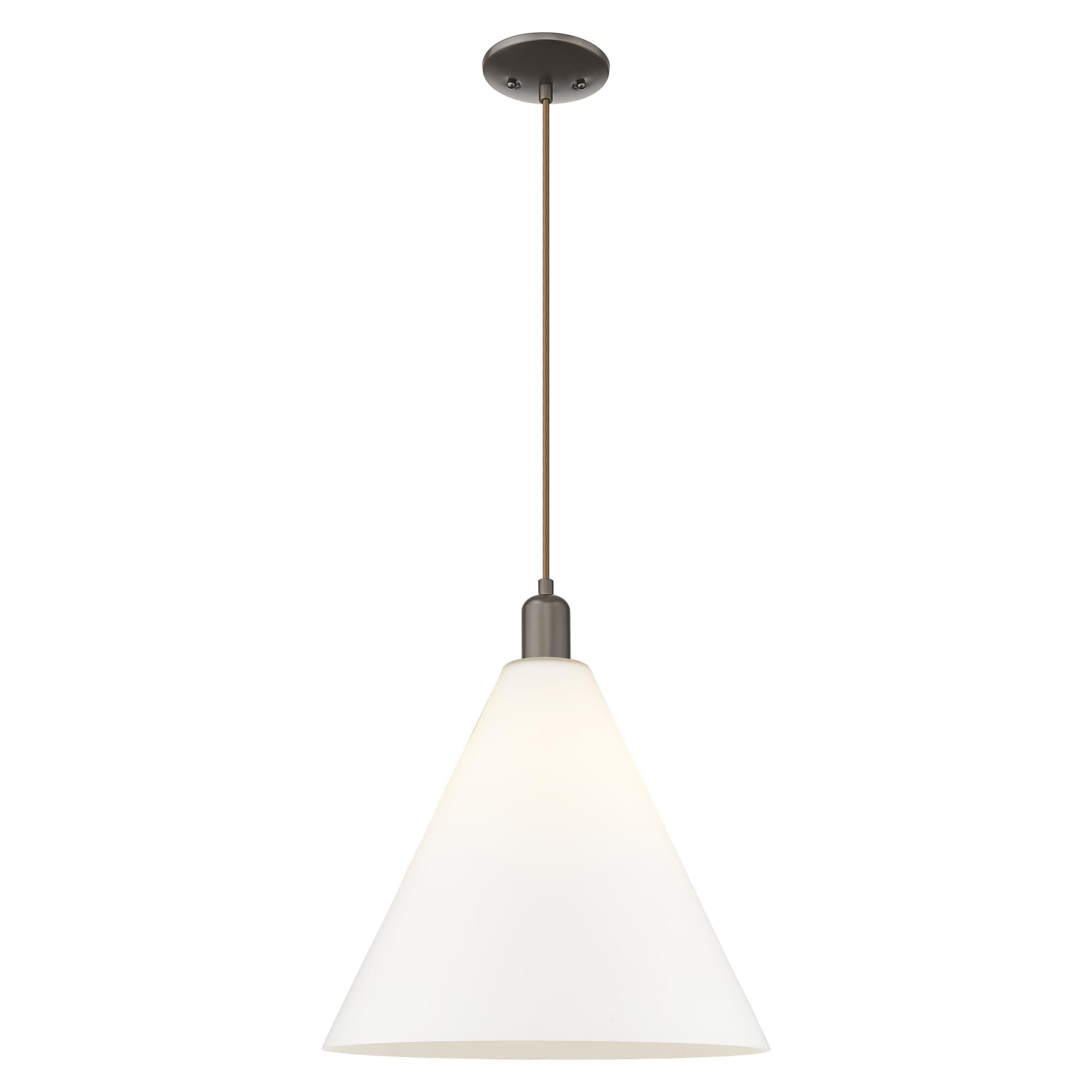 Shown in Oil Rubbed Bronze finish and Matte White glass