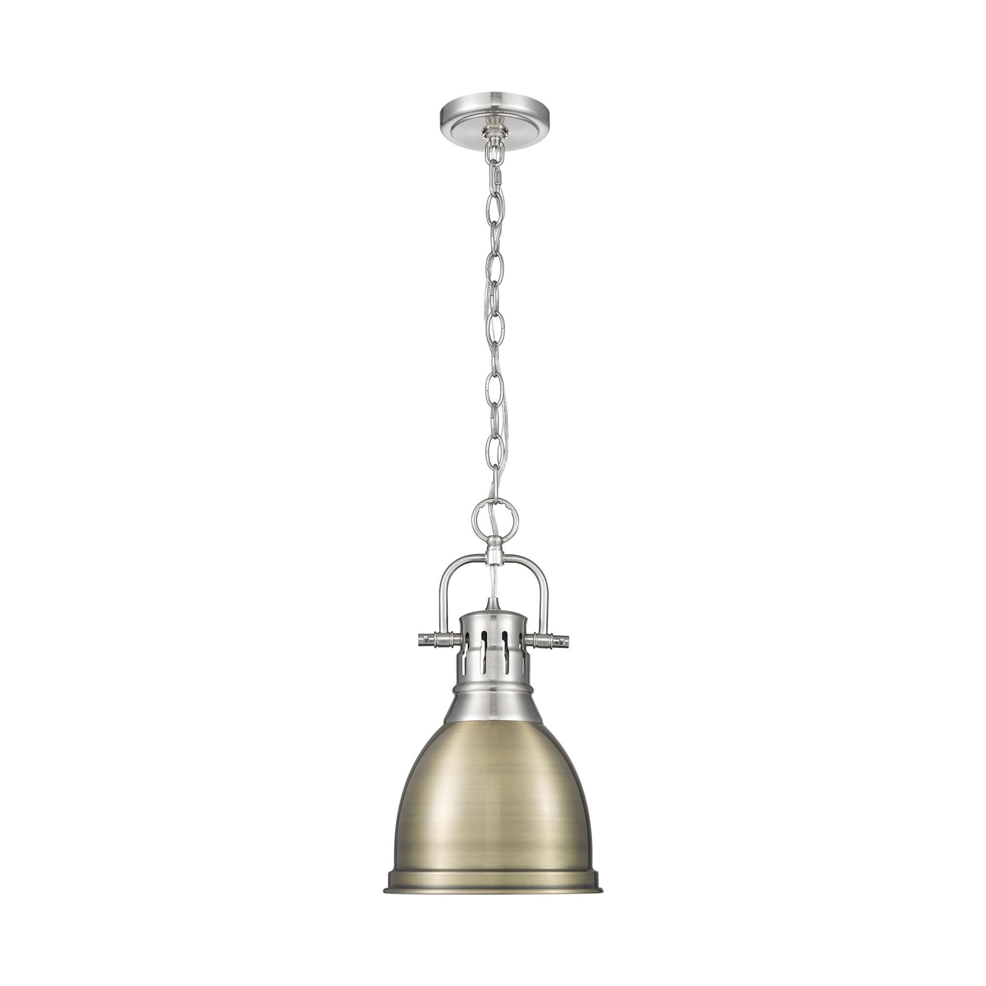 Shown in Pewter finish and Aged Brass shade