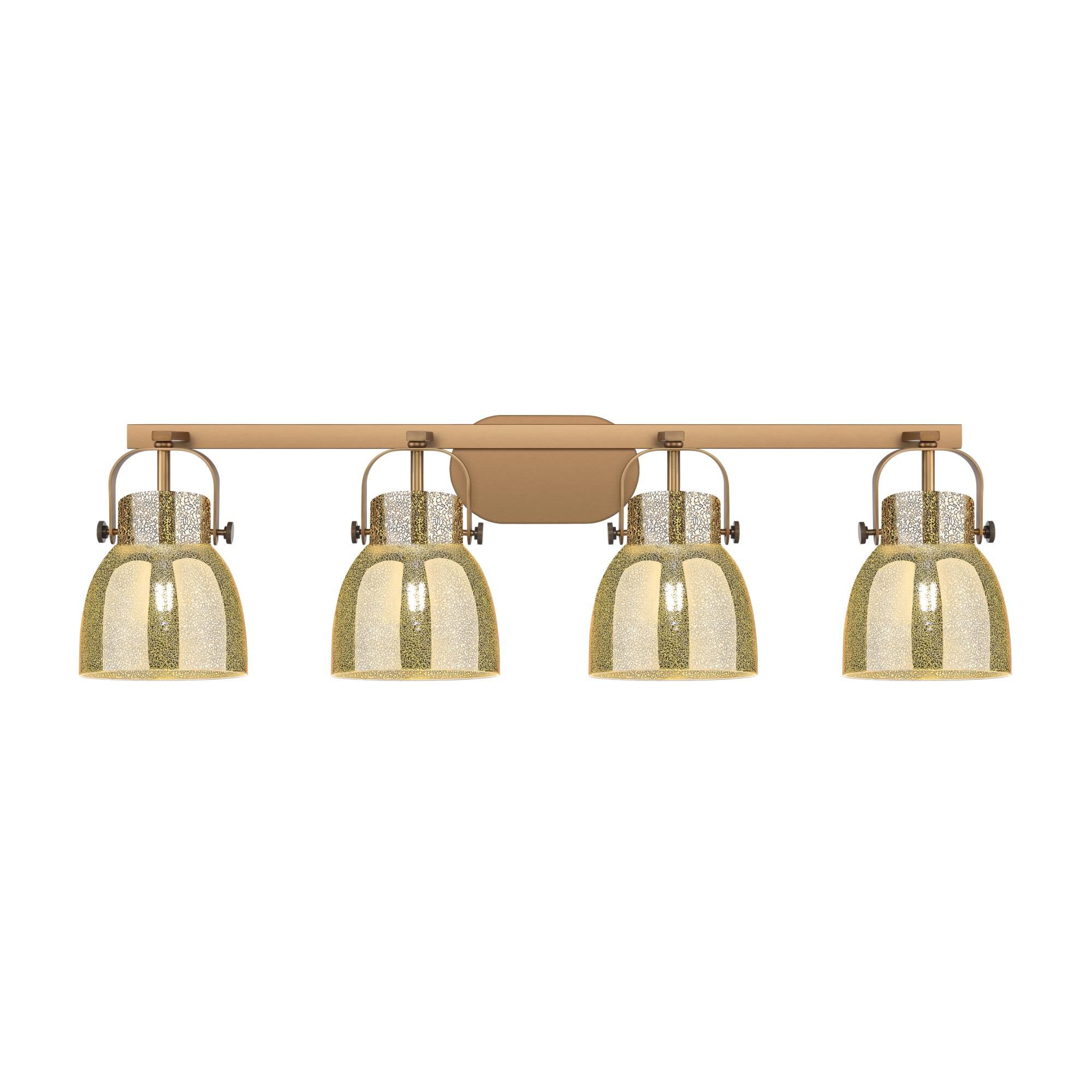 Shown in Brushed Brass finish and Mercury shade