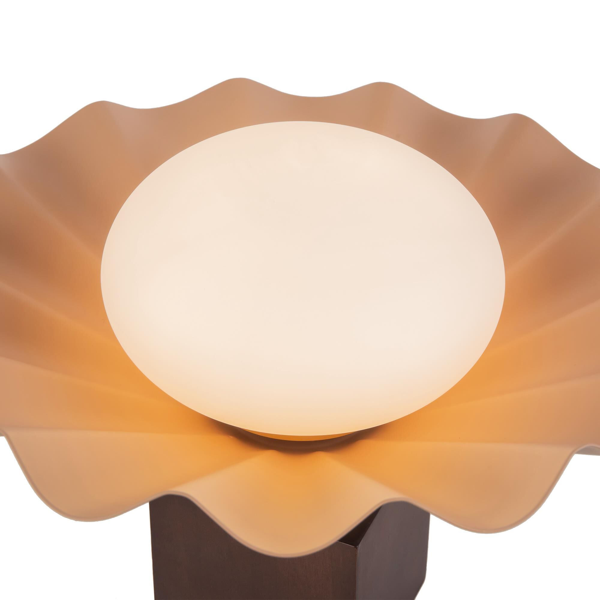 Shown in Peach finish and Matte Opal glass