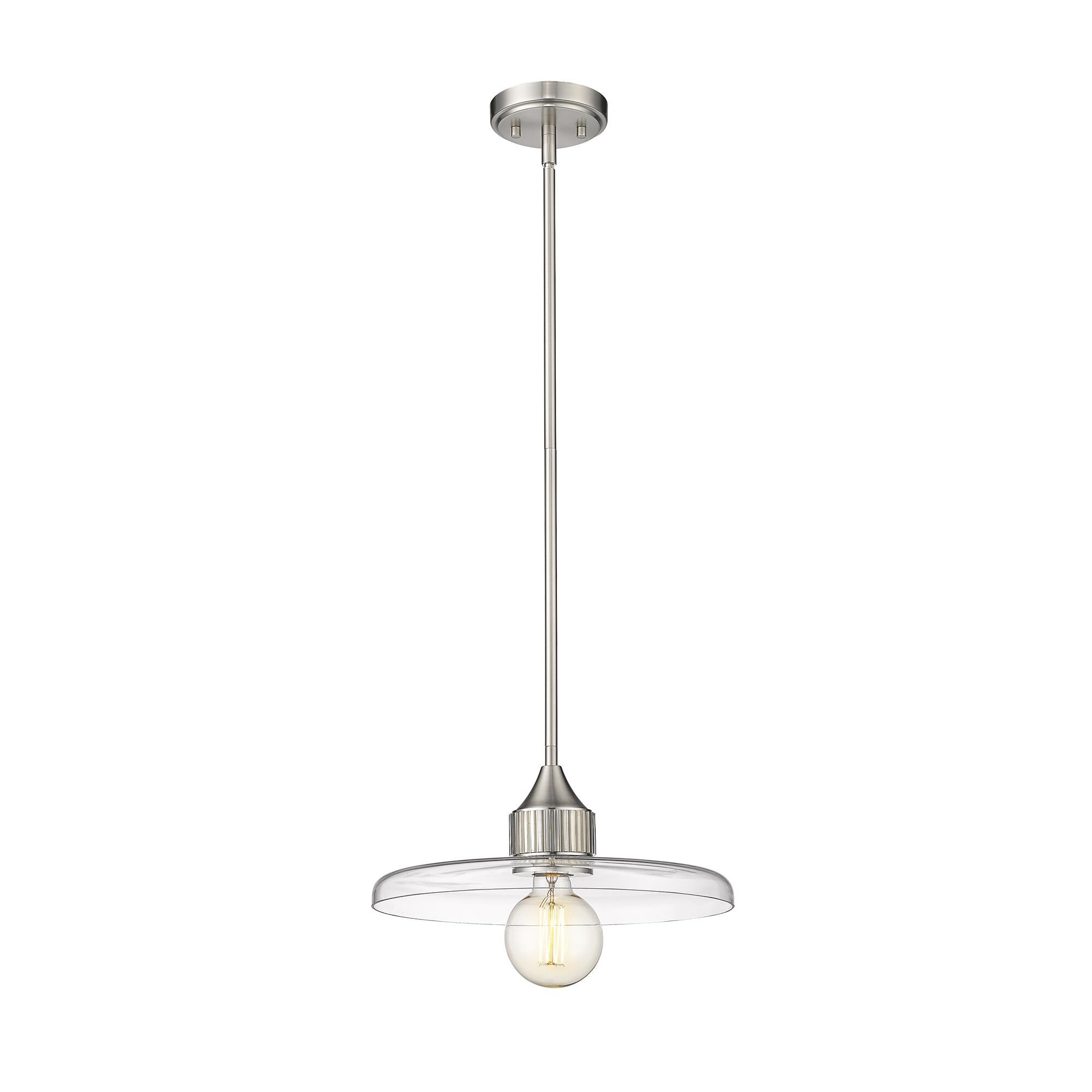 Shown in Brushed Nickel finish and Clear glass