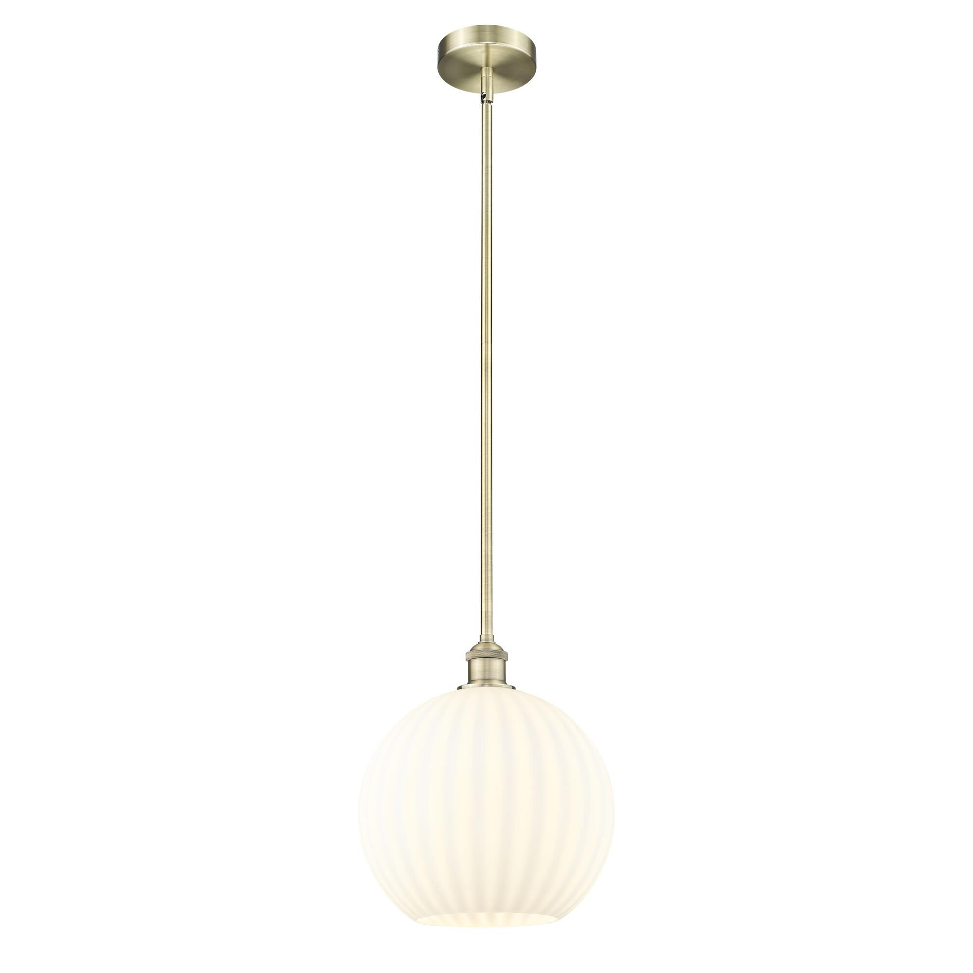 Shown in Antique Brass finish and White Venetian glass