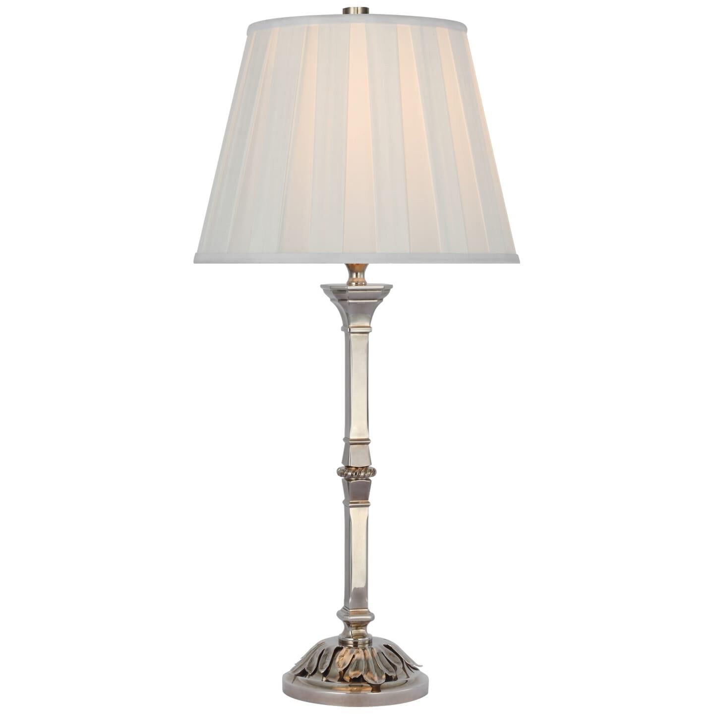 Shown in Butler's Silver finish and Silk Box Pleat shade