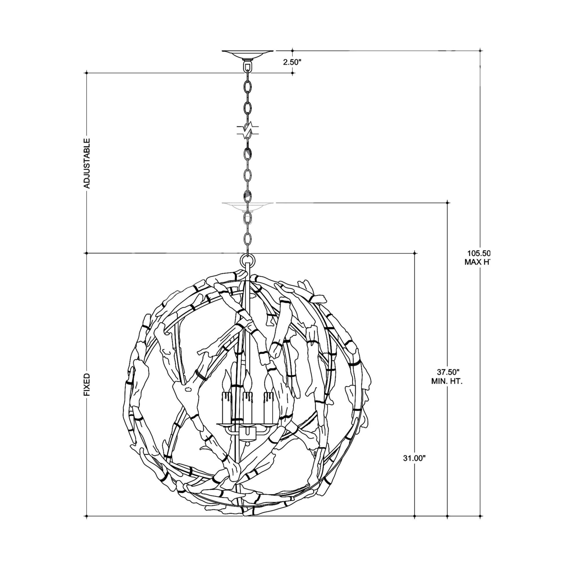 Driftwood 29 Inch Chandelier by Currey and Company