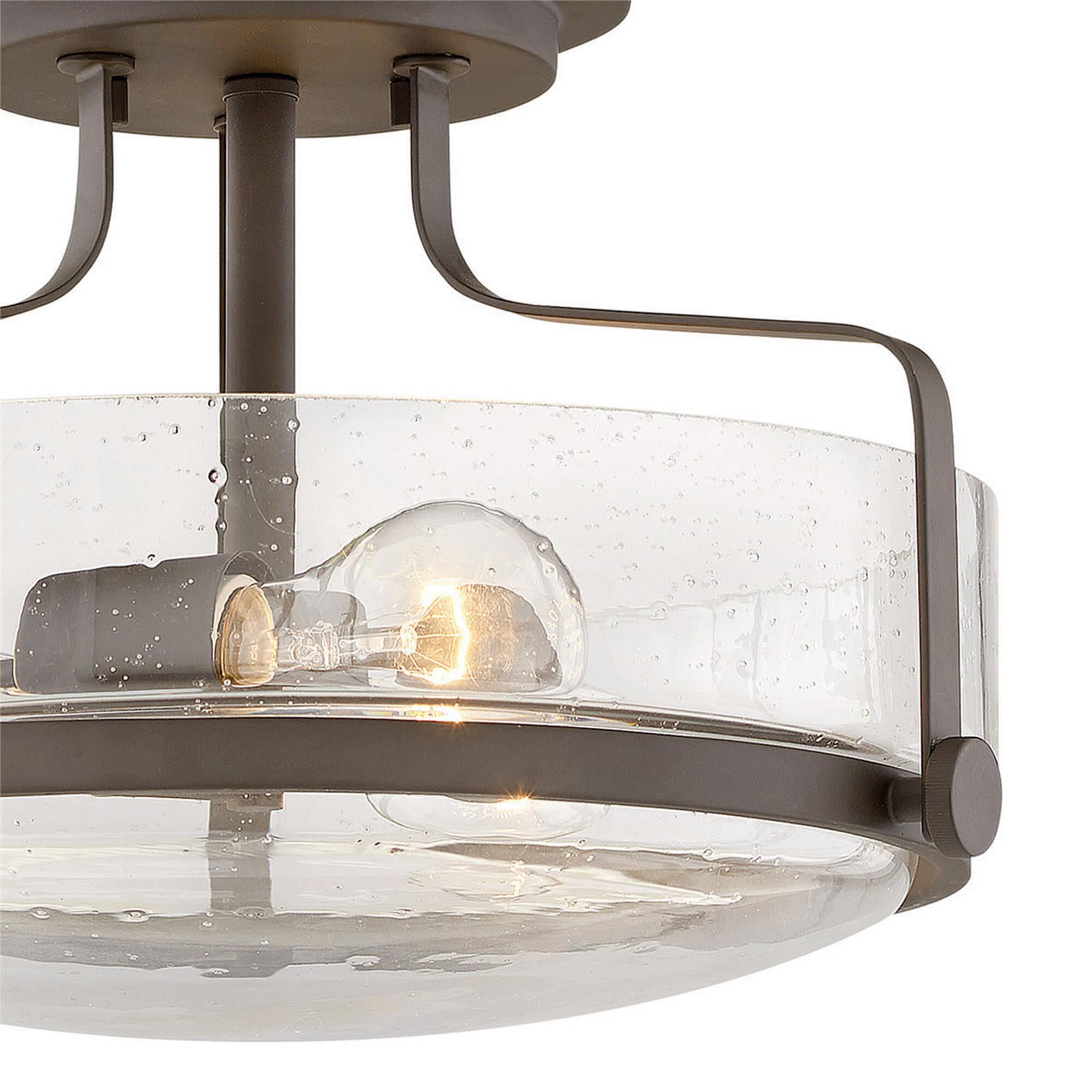 Shown in Oil Rubbed Bronze finish and Clear Seedy glass