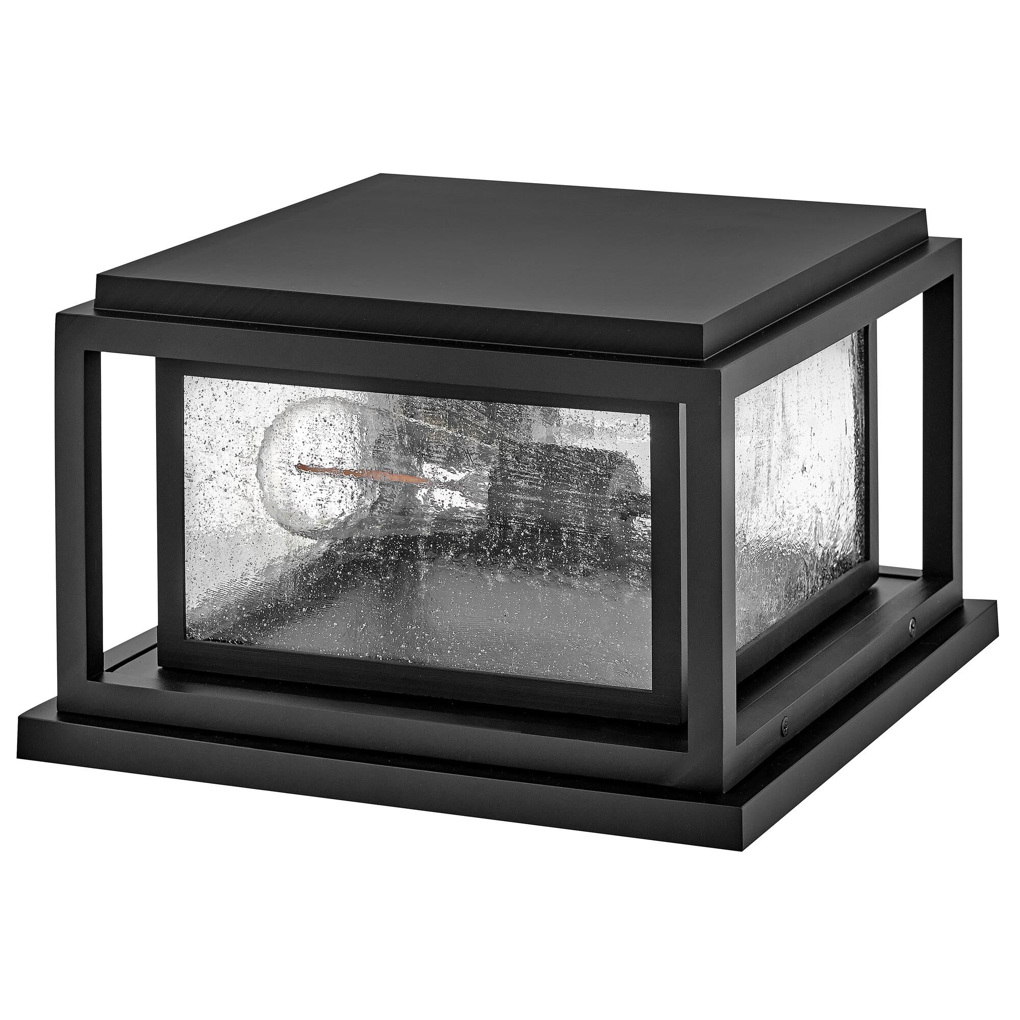 Shown in Black finish and Clear Seedy glass