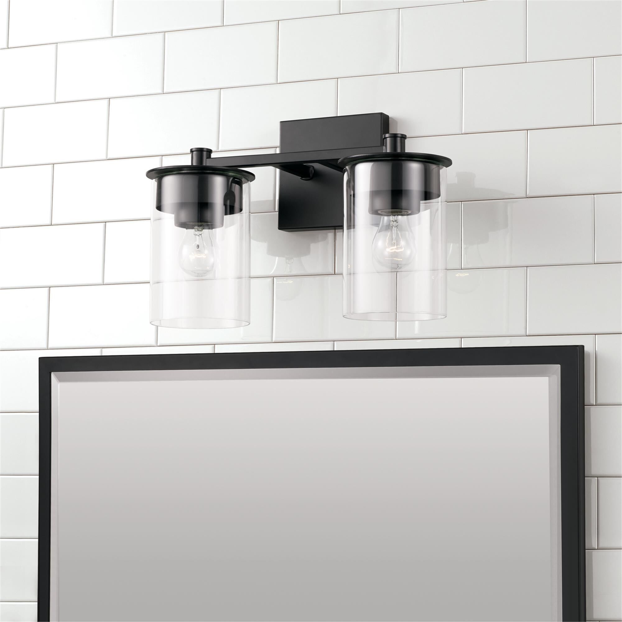 Shown in Matte Black finish and Clear glass