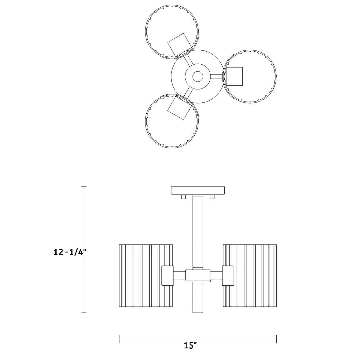Aries 15 Inch 3 Light Semi Flush Mount by Designers Fountain
