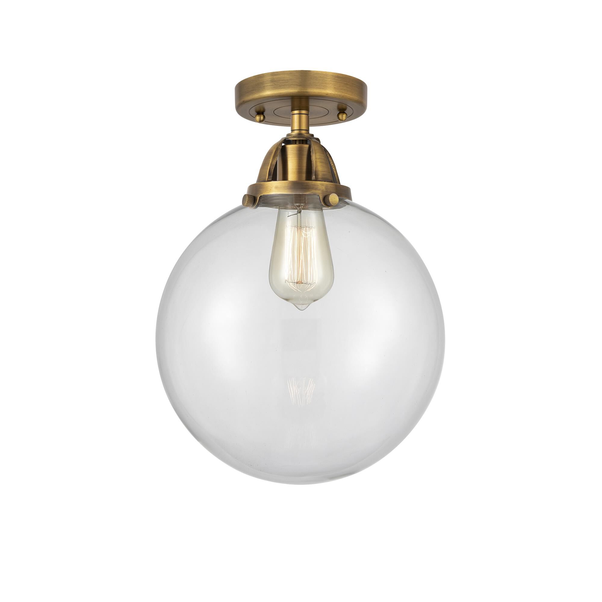 Shown in Brushed Brass finish and Clear Beacon glass and No Shade shade