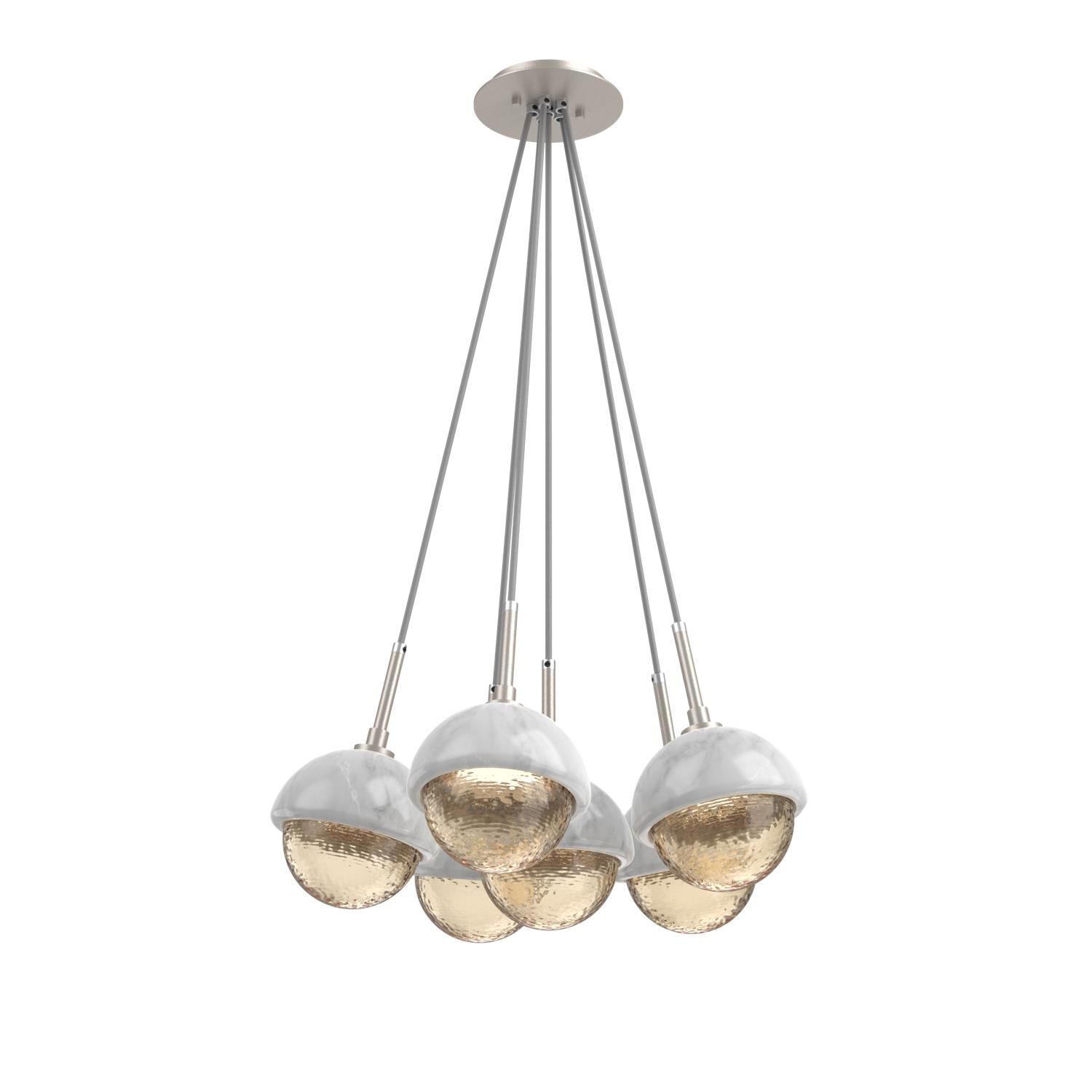 Shown in Beige Silver finish and Amber glass and White Marble accent
