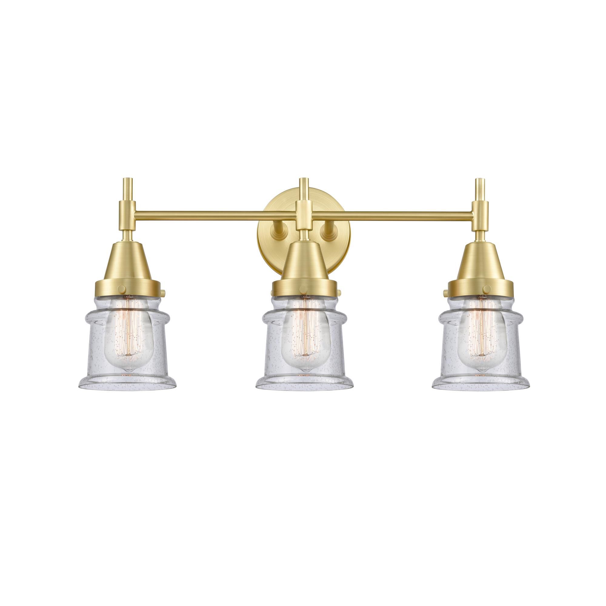 Shown in Satin Brass finish and Seedy Large Cone glass