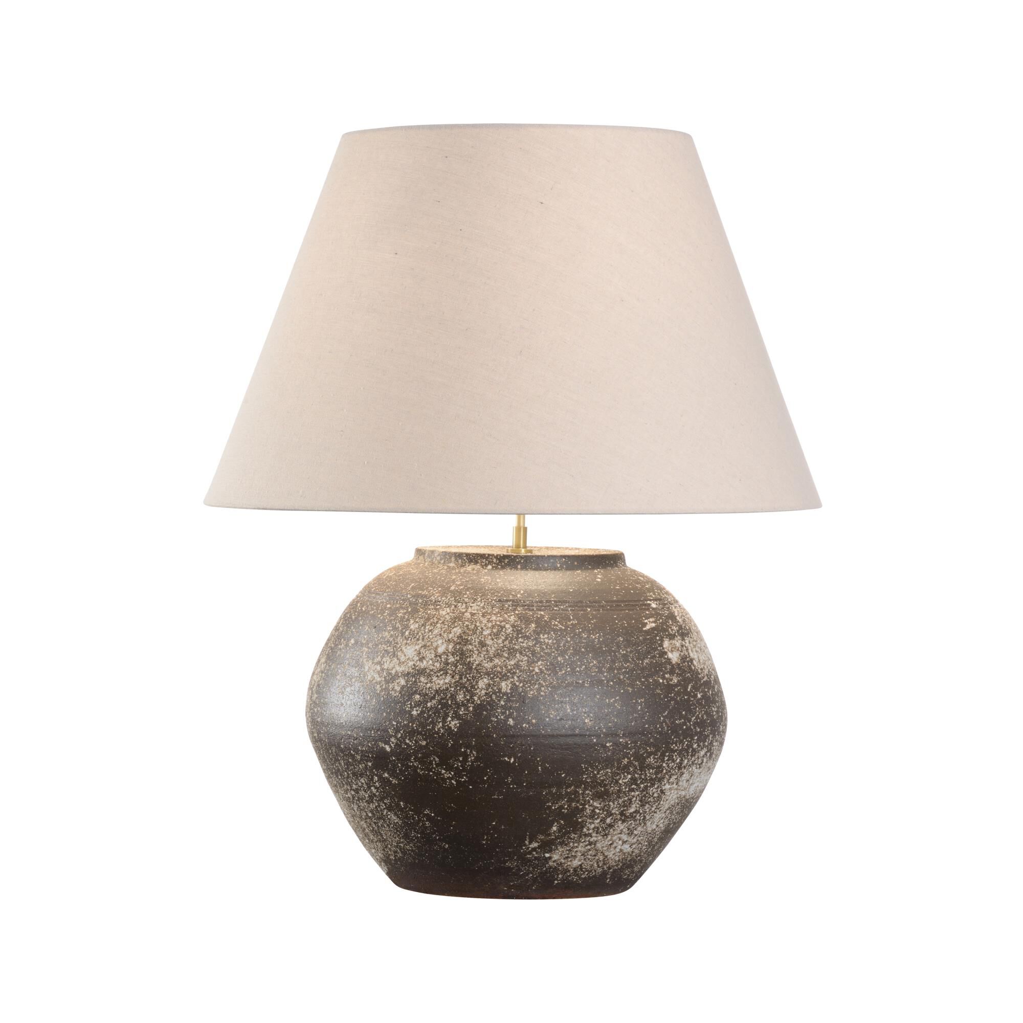Shown in Brown finish and Linen shade