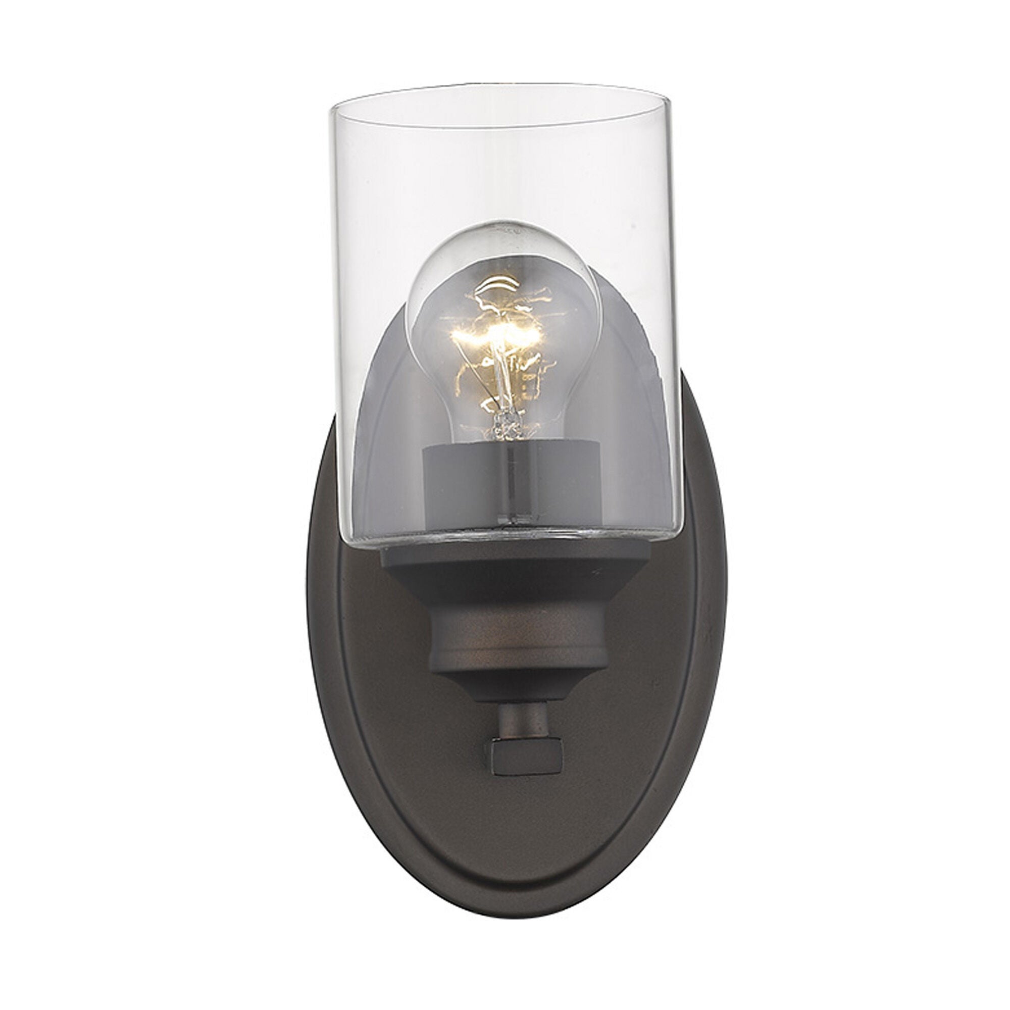 Shown in Oil-Rubbed Bronze finish and Clear glass and Clear, Cylindrical Glass shade