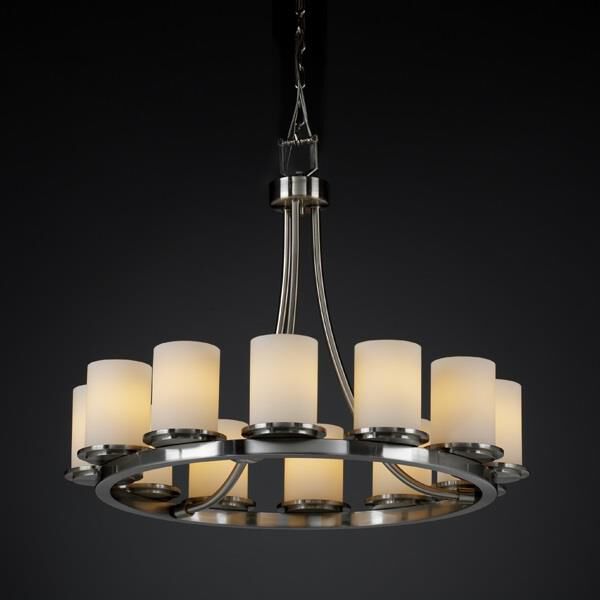 Shown in Brushed Nickel finish and Artisan glass and Opal shade and Cylinder with Flat Rim accent