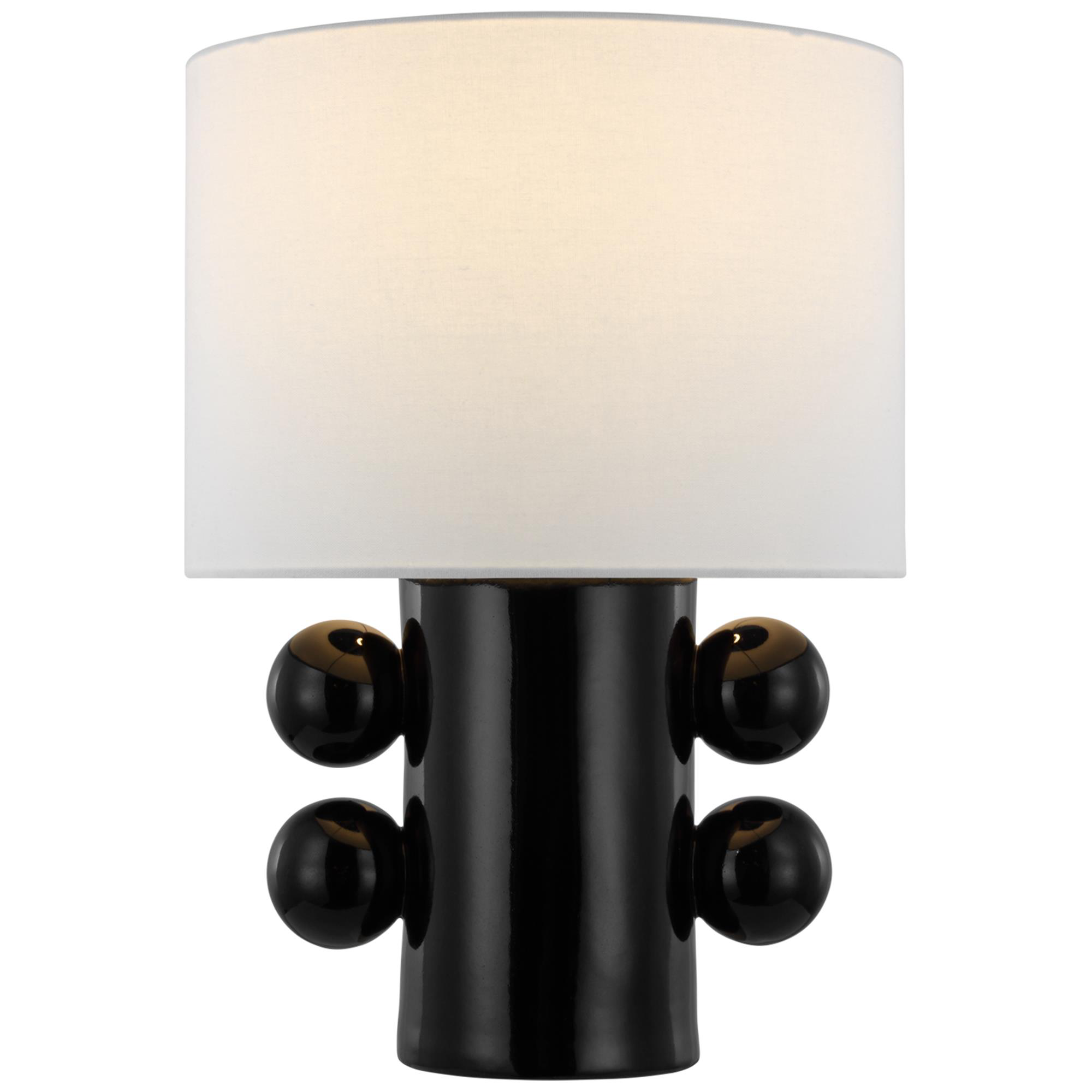 Shown in Black finish and Linen shade