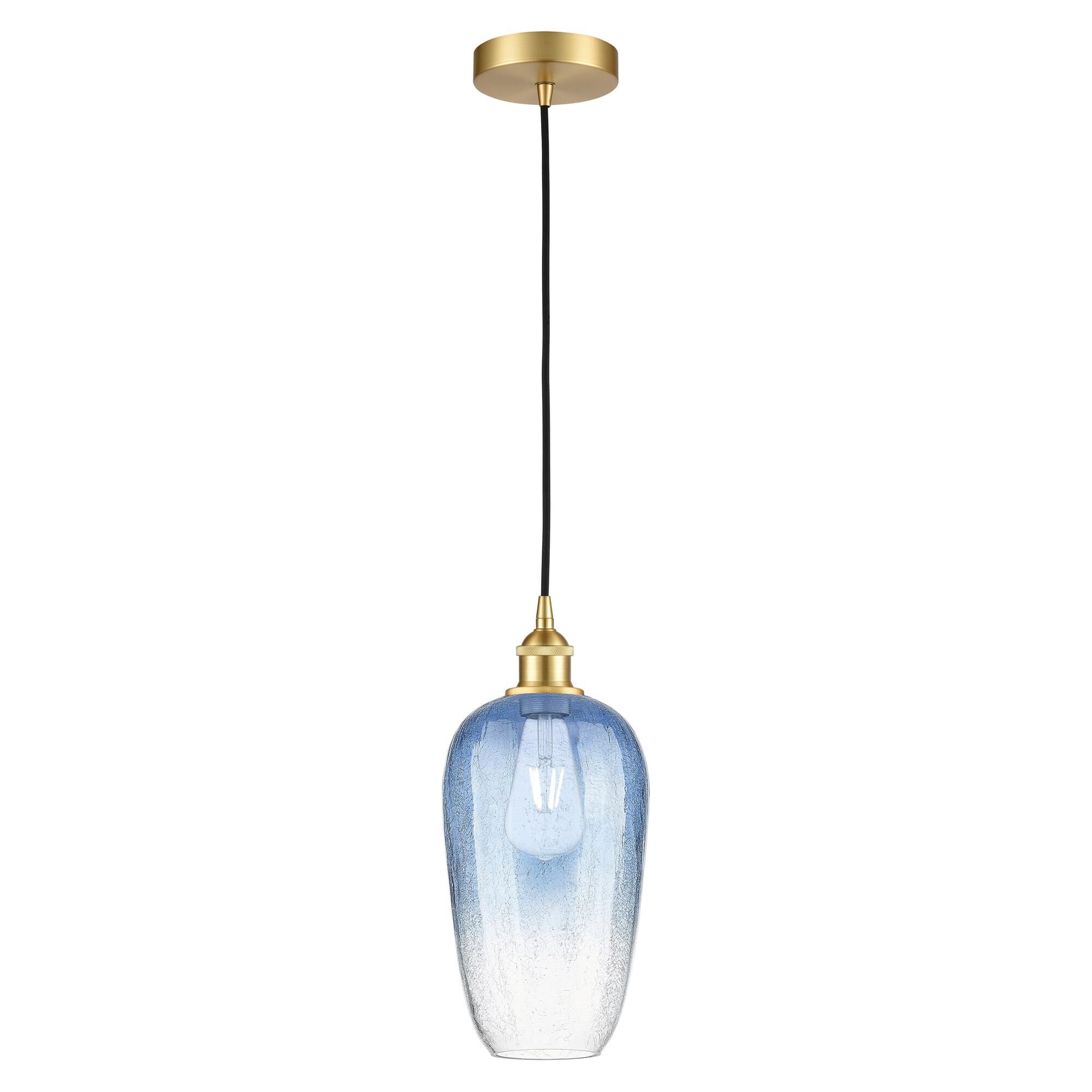 Shown in Satin Gold finish and Sapphire Blue glass