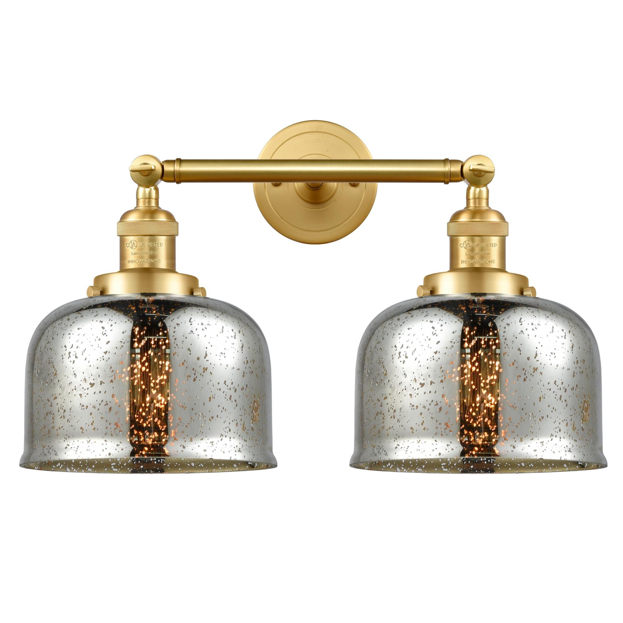 Shown in Satin Gold finish and Silver Plated Mercury Large Bell glass