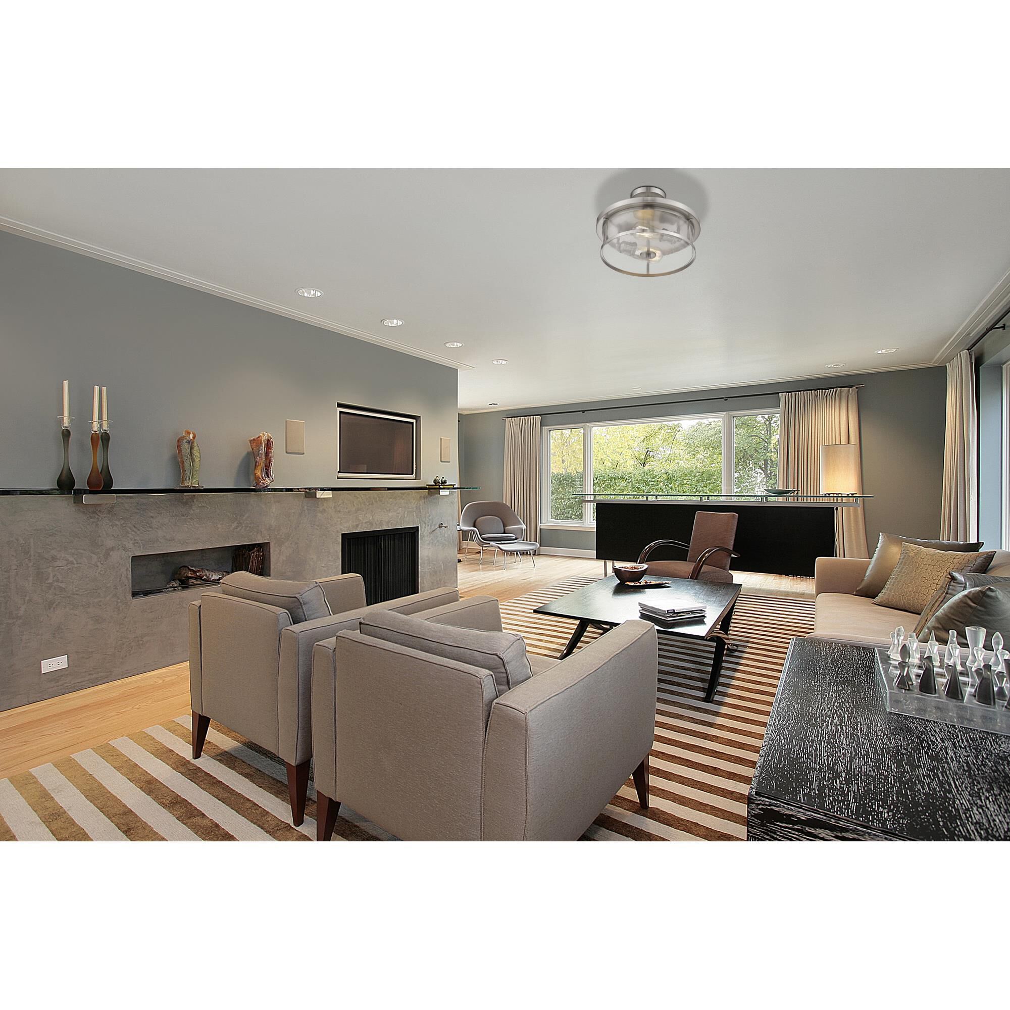 Shown in Brushed Nickel finish and Glass shade