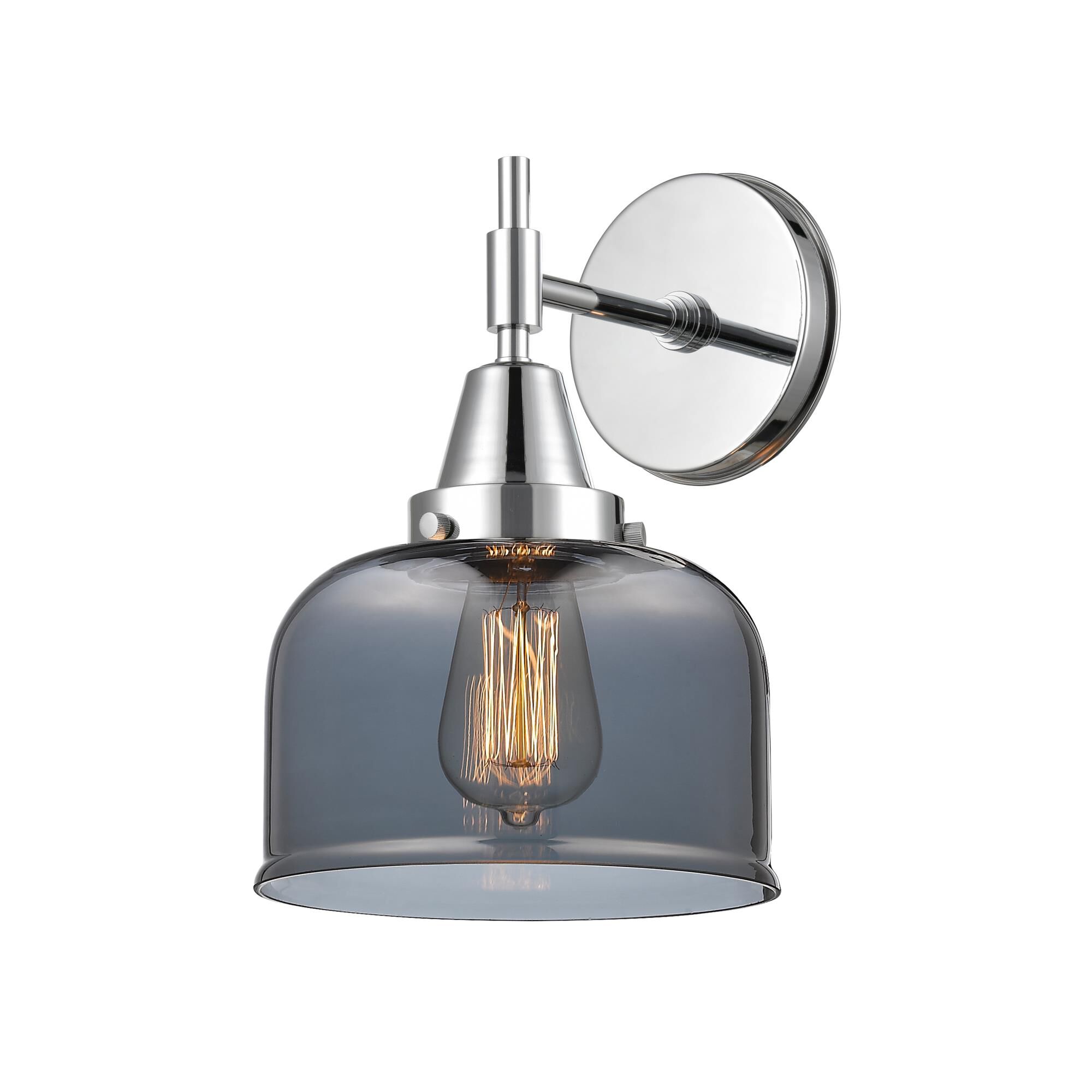 Shown in Polished Chrome finish and Plated Smoke Large Cone glass