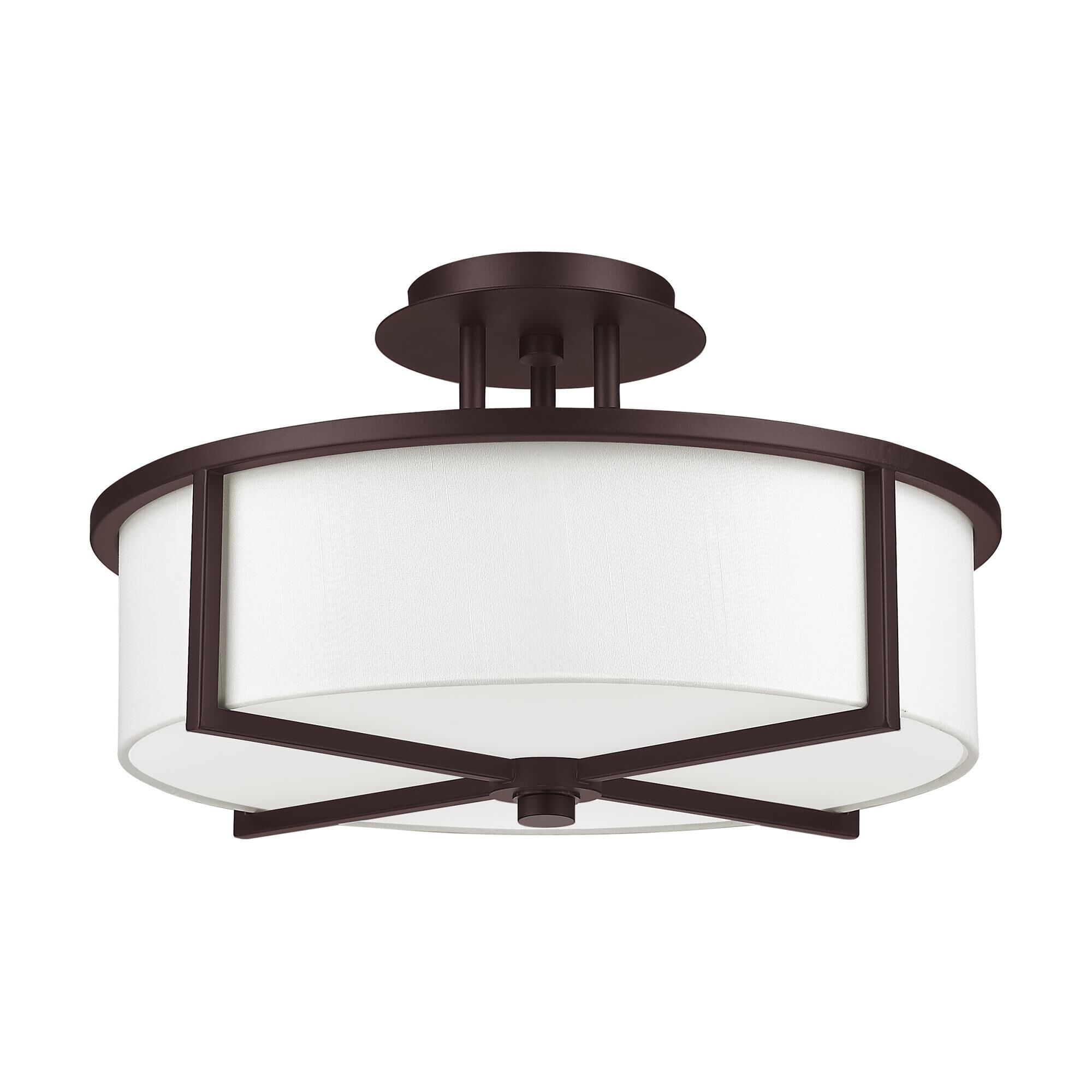 Shown in Bronze finish and Hand Crafted Off-White Fabric Hardback shade
