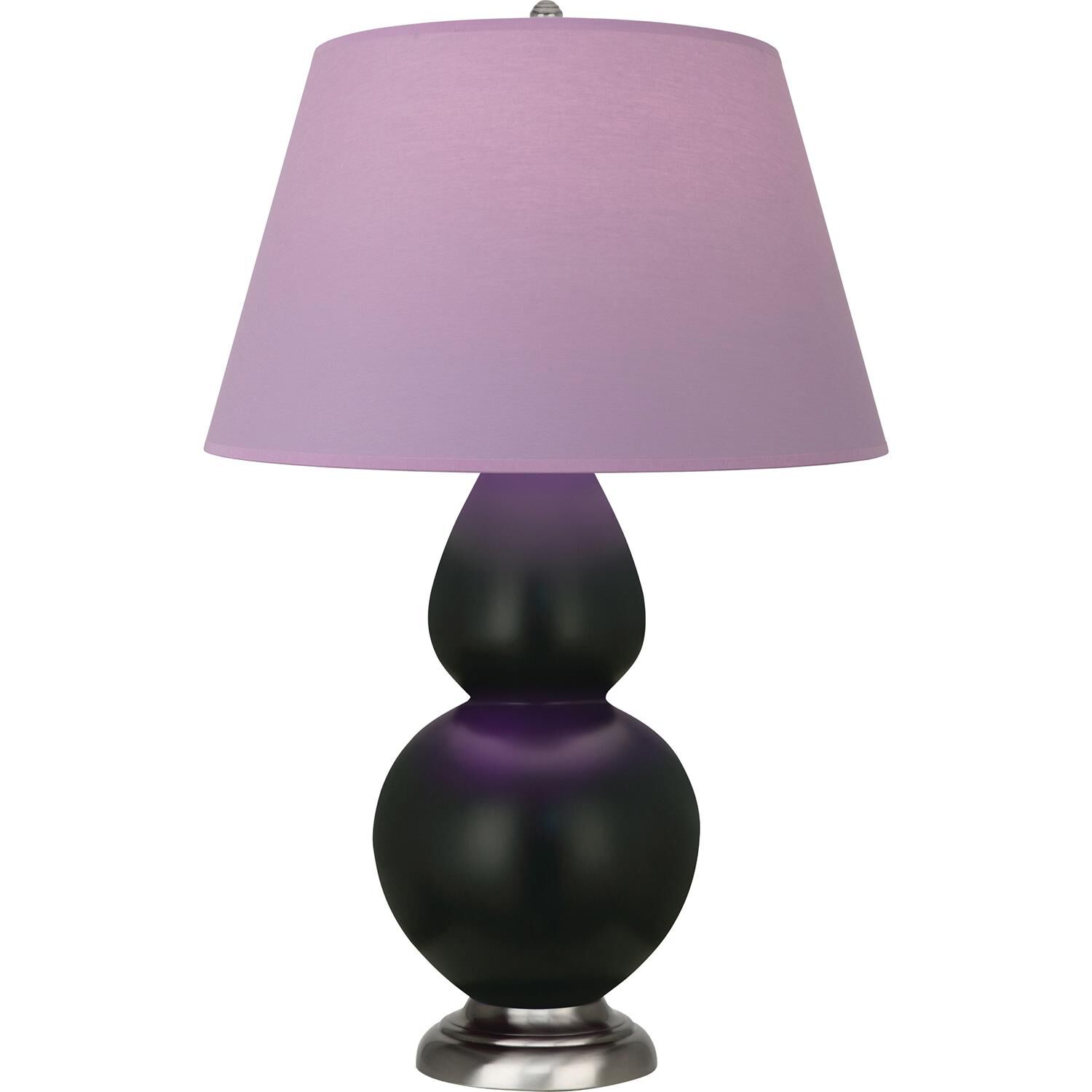 Shown in Matte Obsidian finish and Lavender and Plum shade and Antique Silver accent