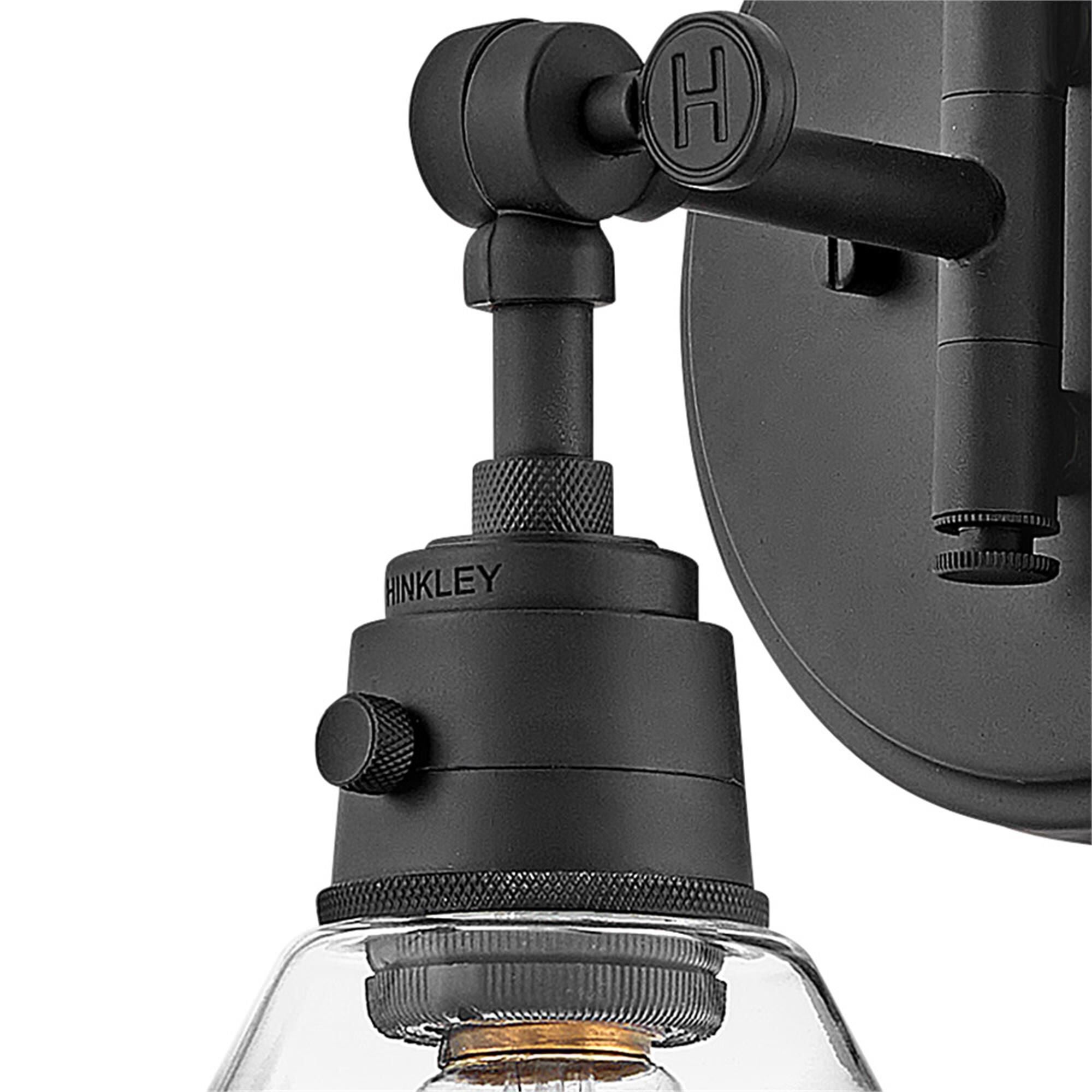 Shown in Black finish and Clear glass