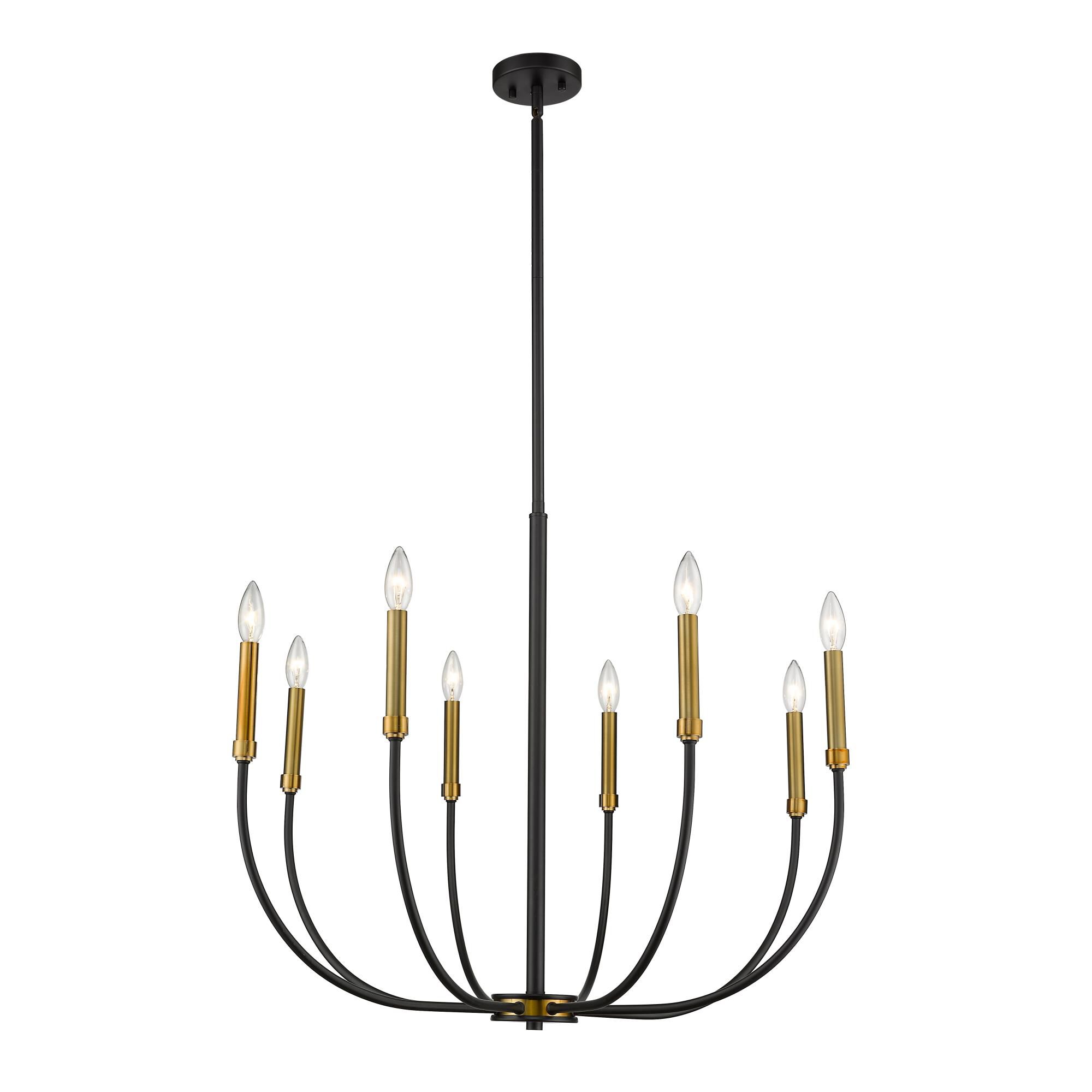 Shown in Matte Black + Olde Brass finish and --- glass and --- shade