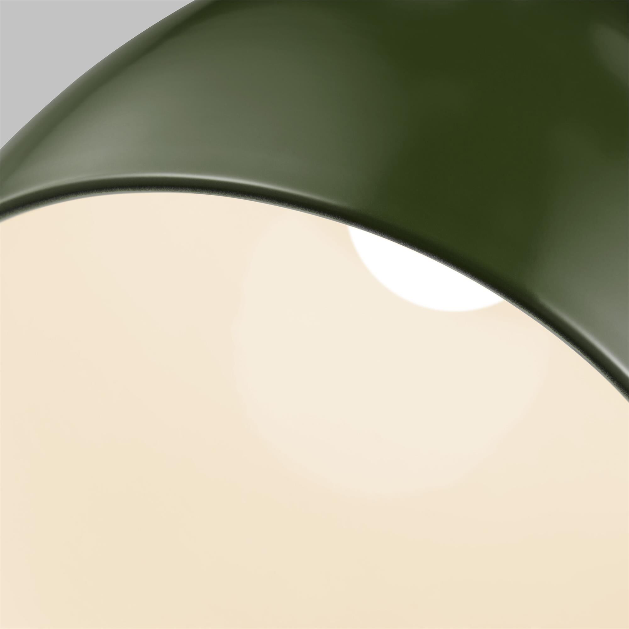Shown in Olive finish and Olive glass and Olive Steel shade