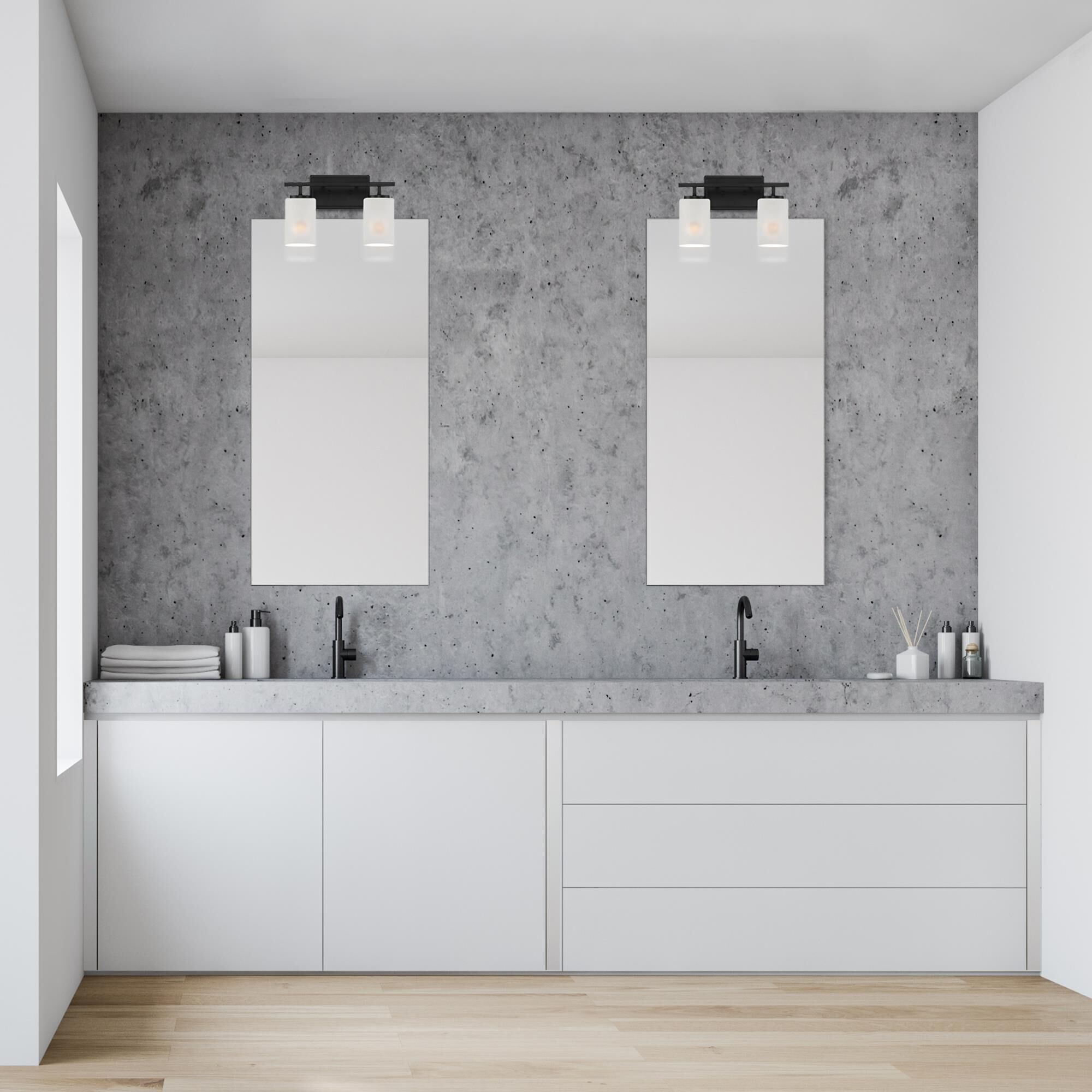 Shown in Matte Black finish and Etched glass