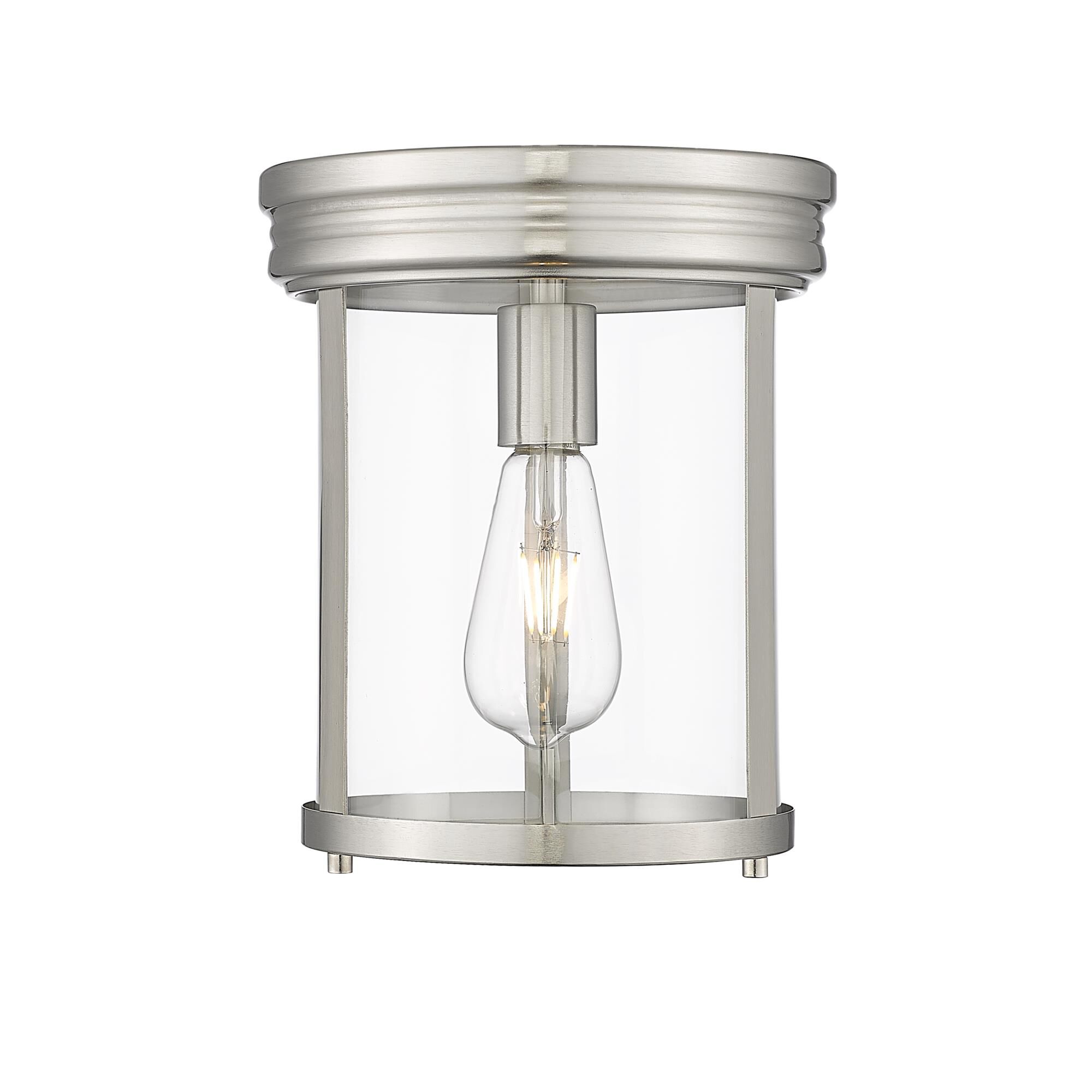 Shown in Brushed Nickel finish and Clear glass and Clear shade