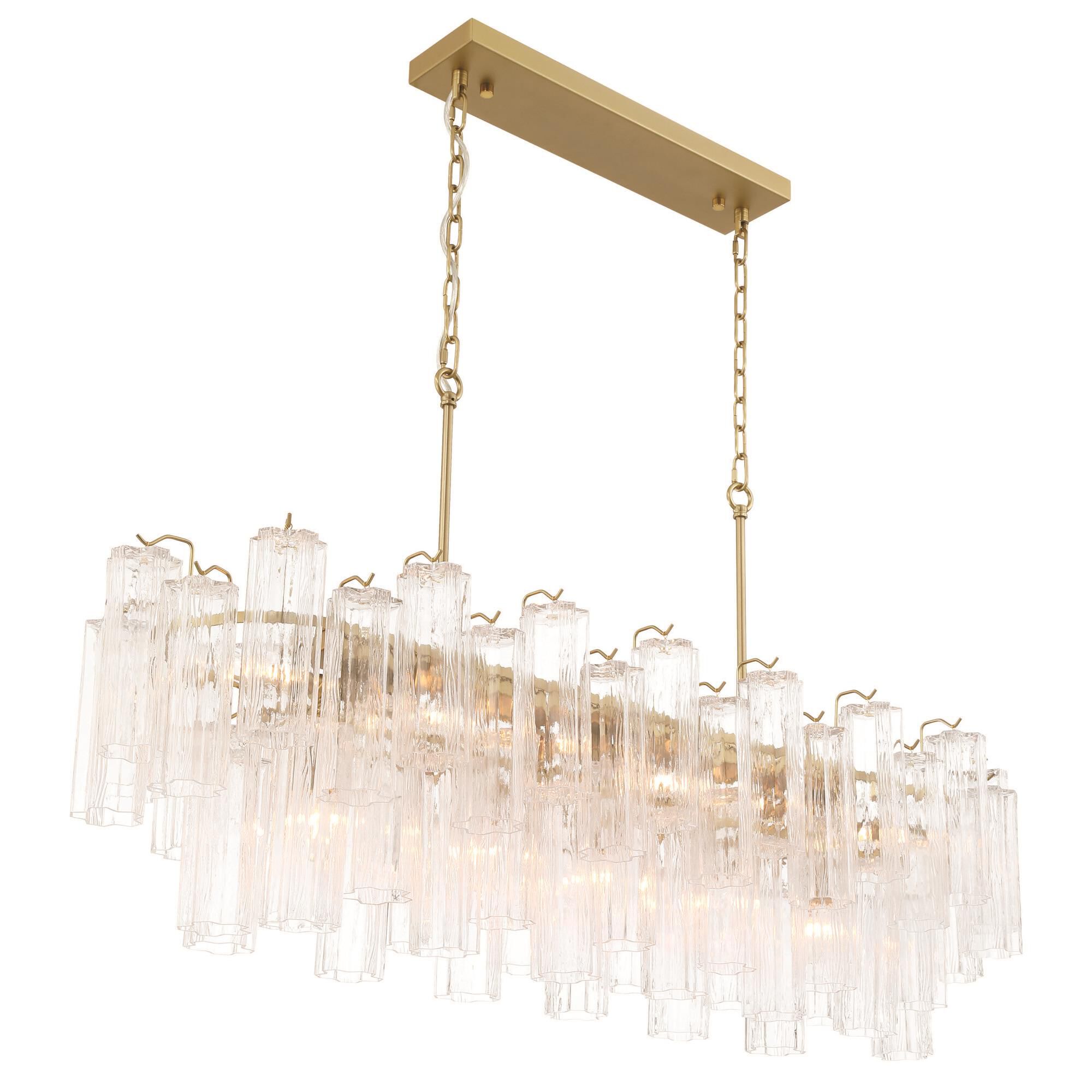 Shown in Brushed Brass finish and Clear Tronchi glass