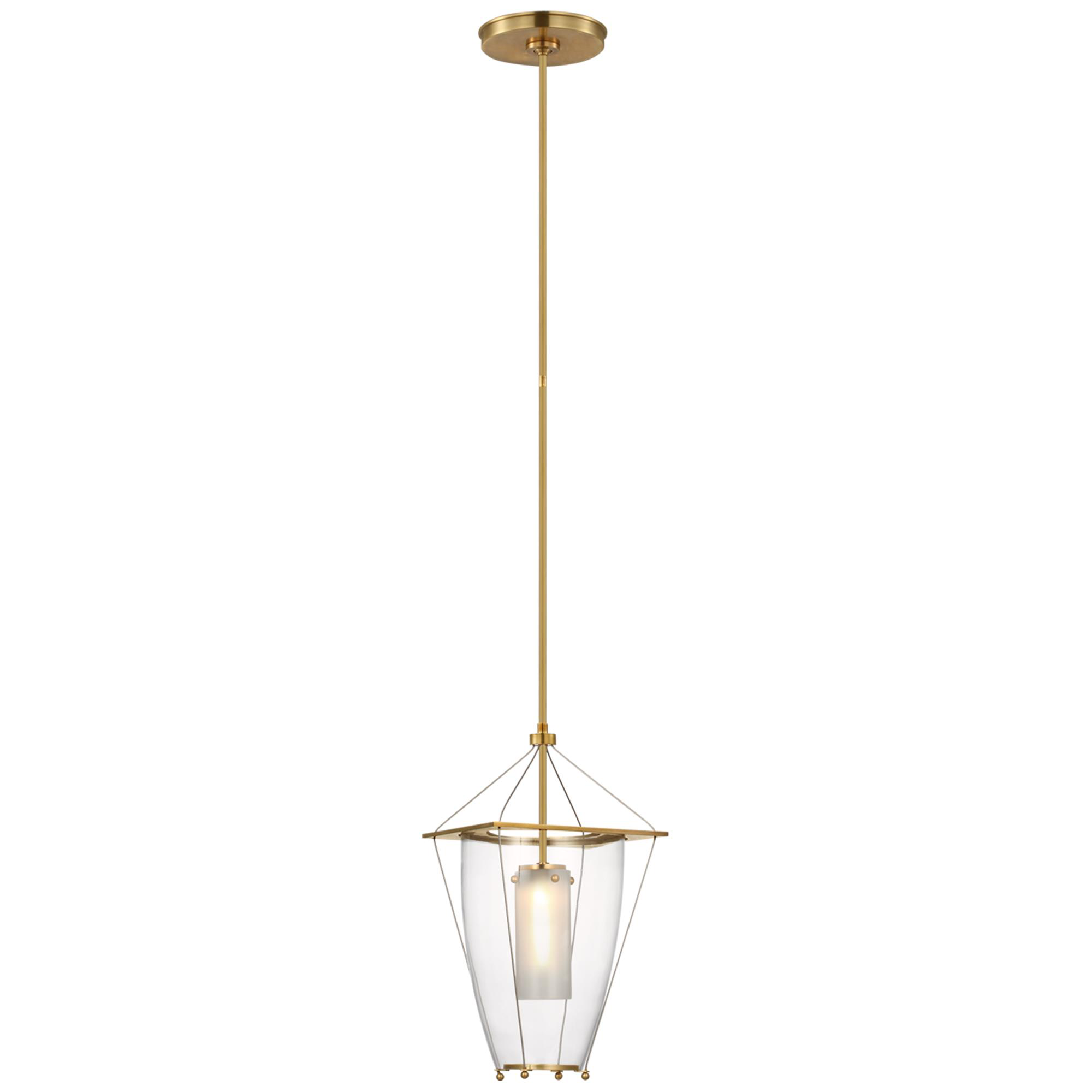 Shown in Antique Brass finish and Clear glass