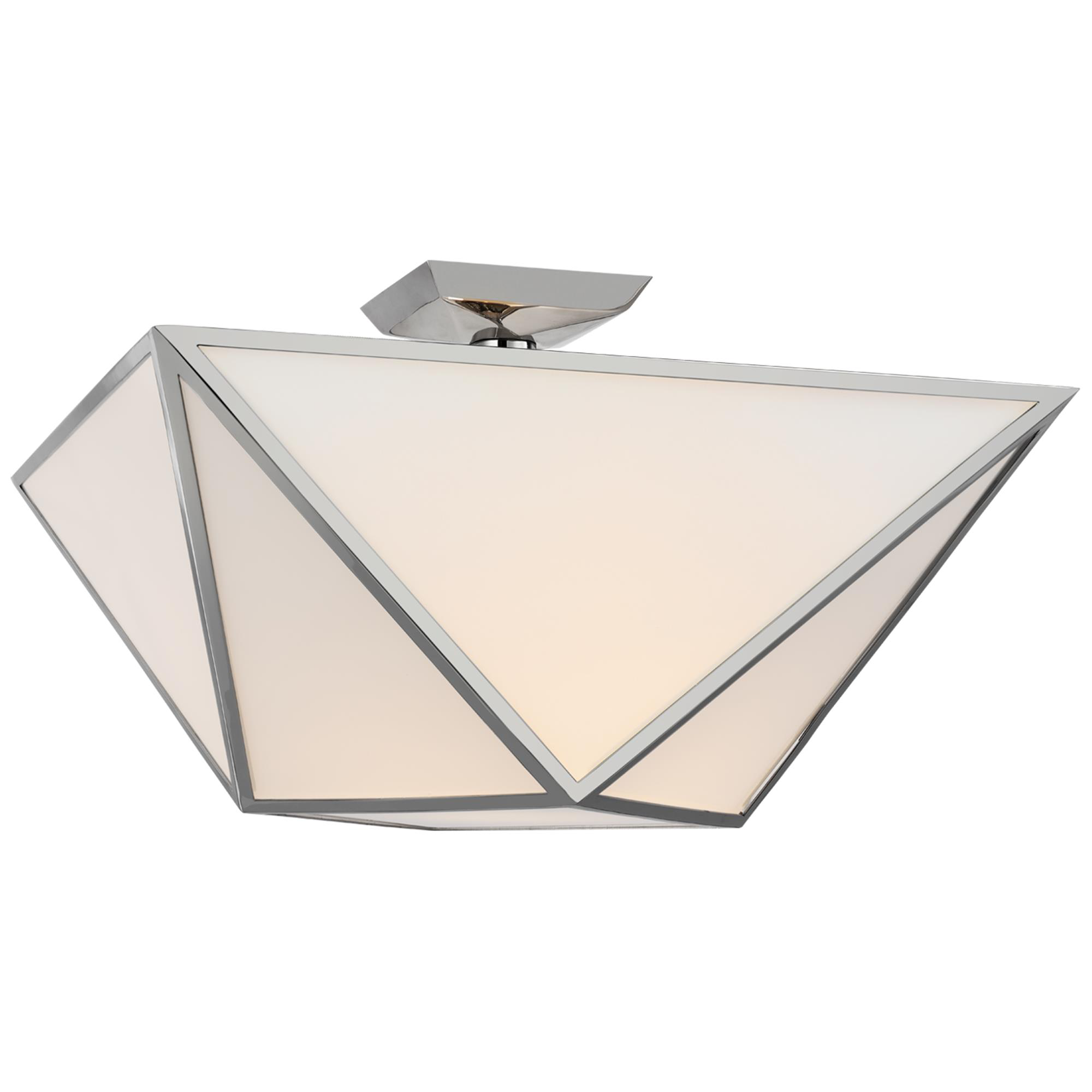 Shown in Polished Nickel finish and White glass