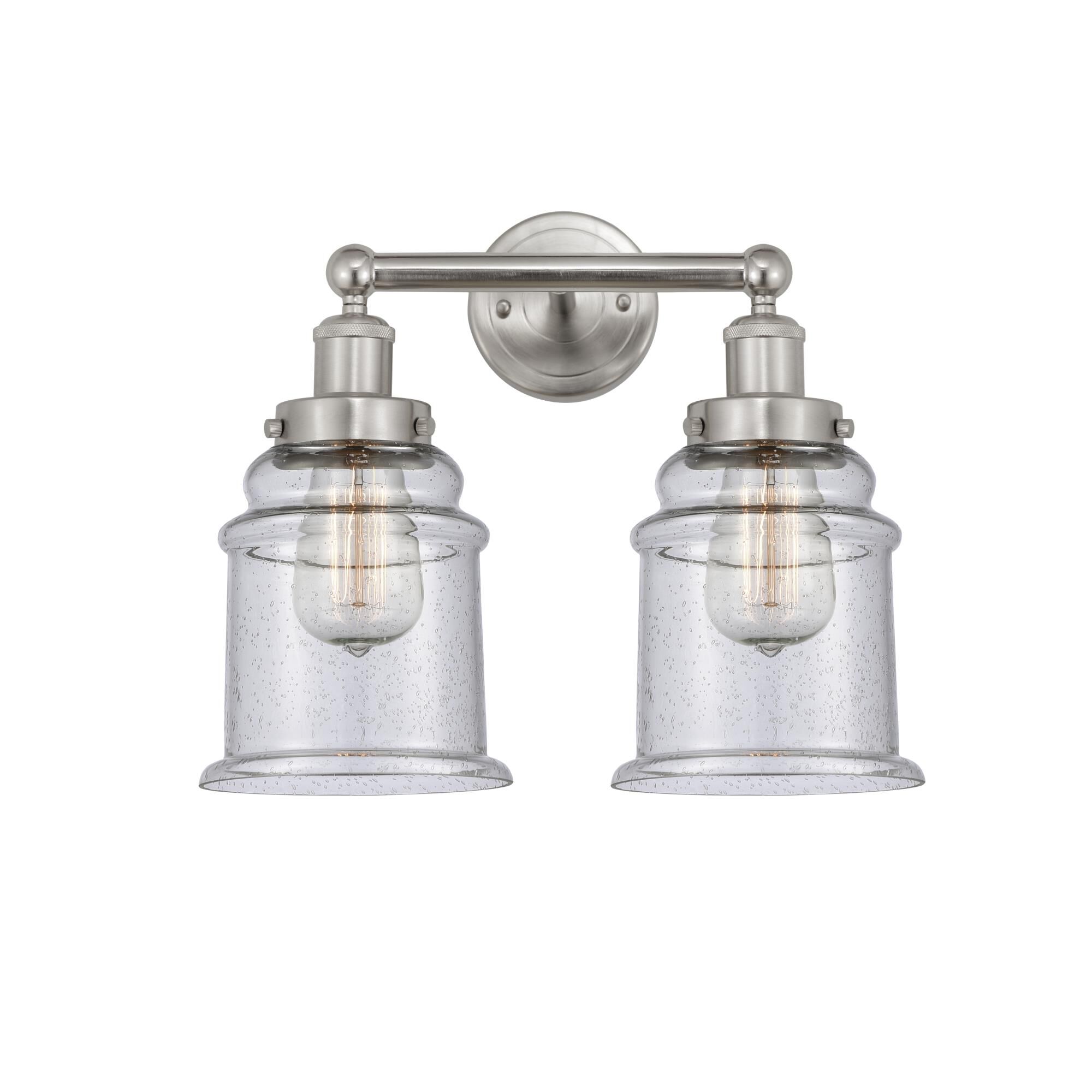Shown in Brushed Satin Nickel, Seedy finish and Seedy glass and Seedy Glass shade