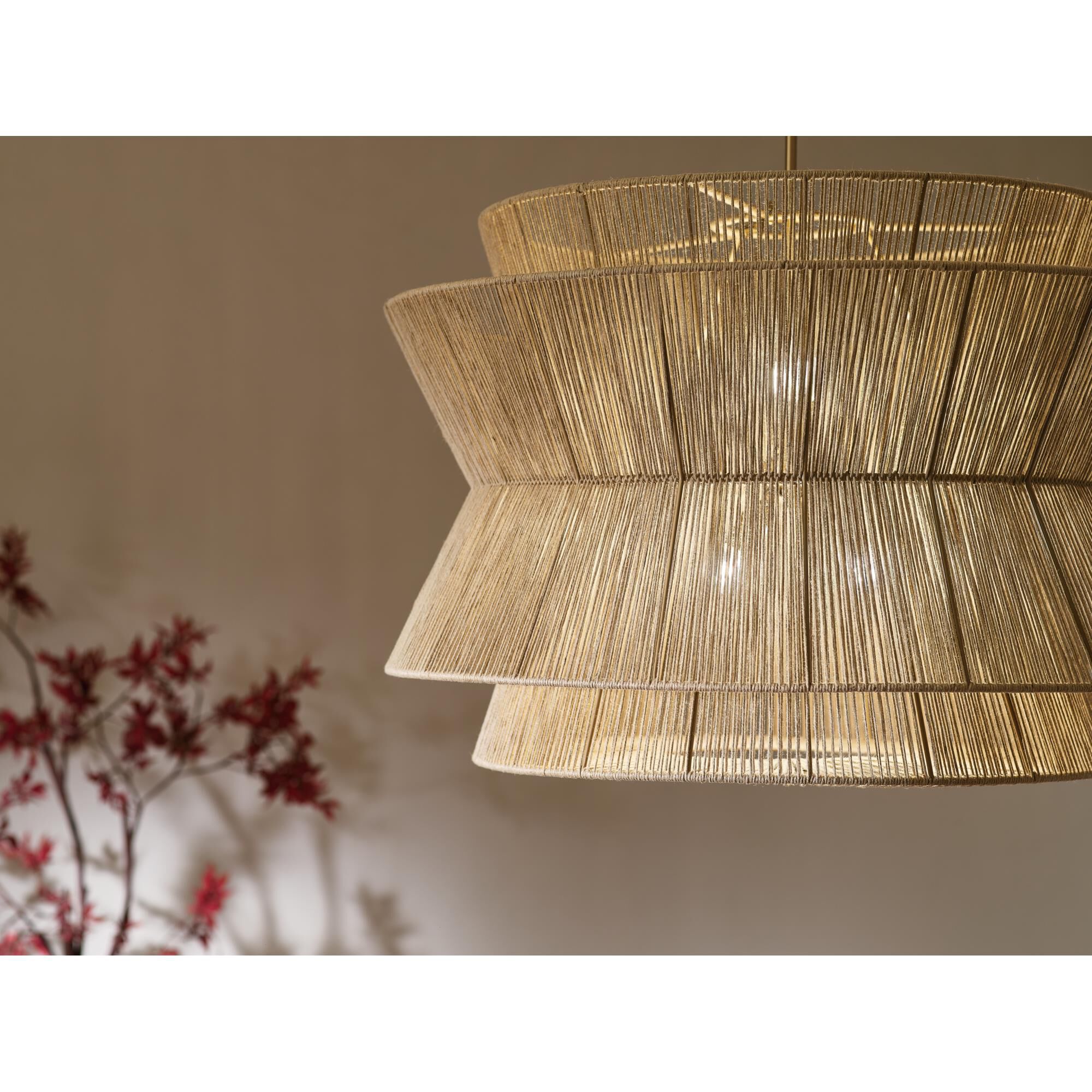 Shown in Champagne Bronze finish and Natural Fibers Textured shade