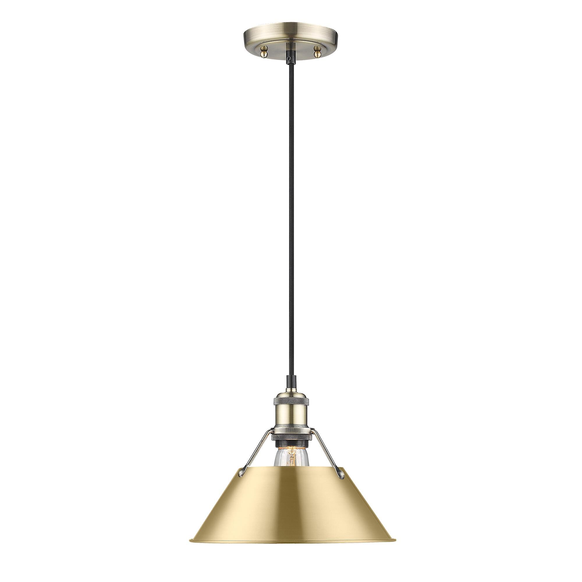 Shown in Aged Brass finish and Without Glass glass and Brushed Champagne Bronze shade
