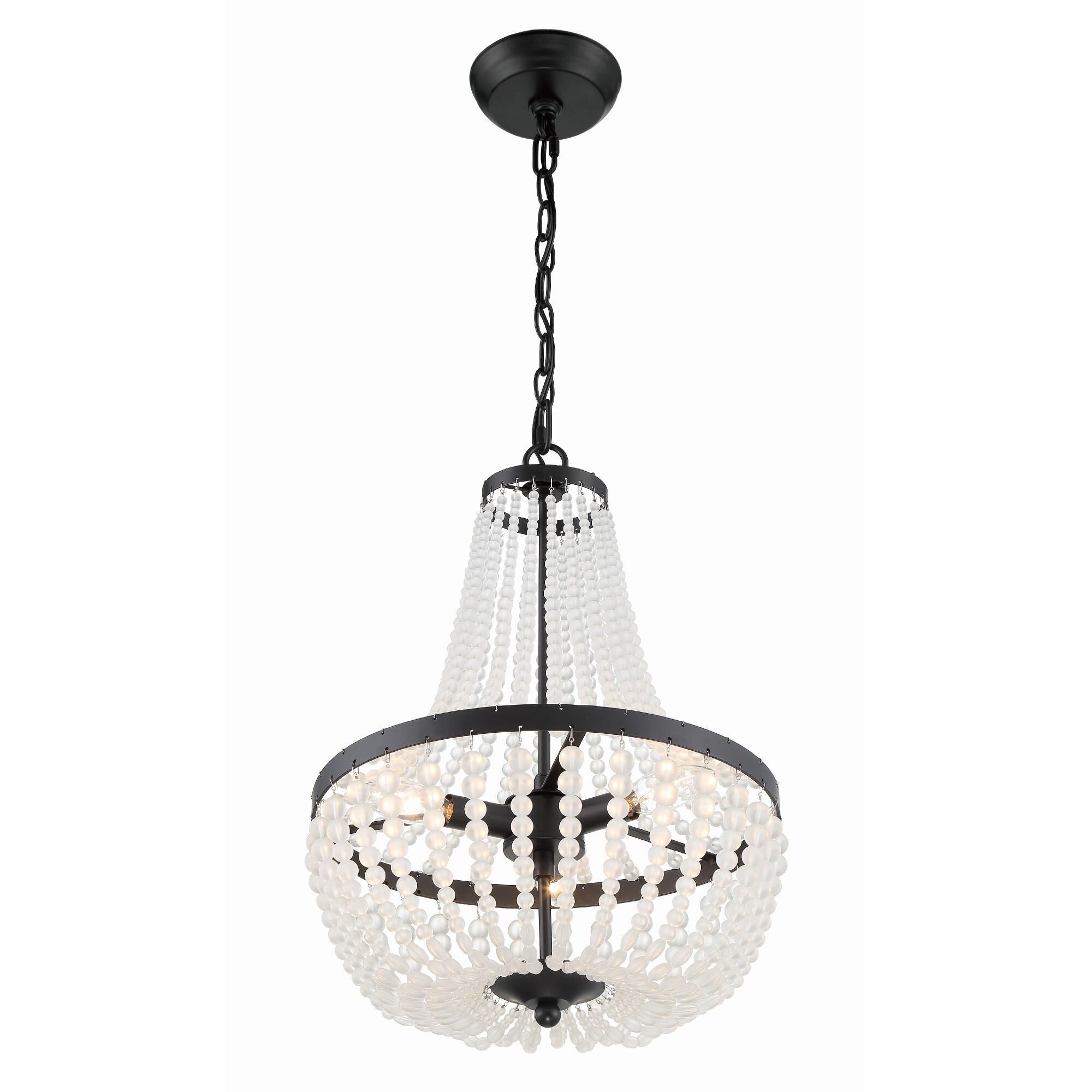 Shown in Matte Black finish and Frosted Glass Beads crystal