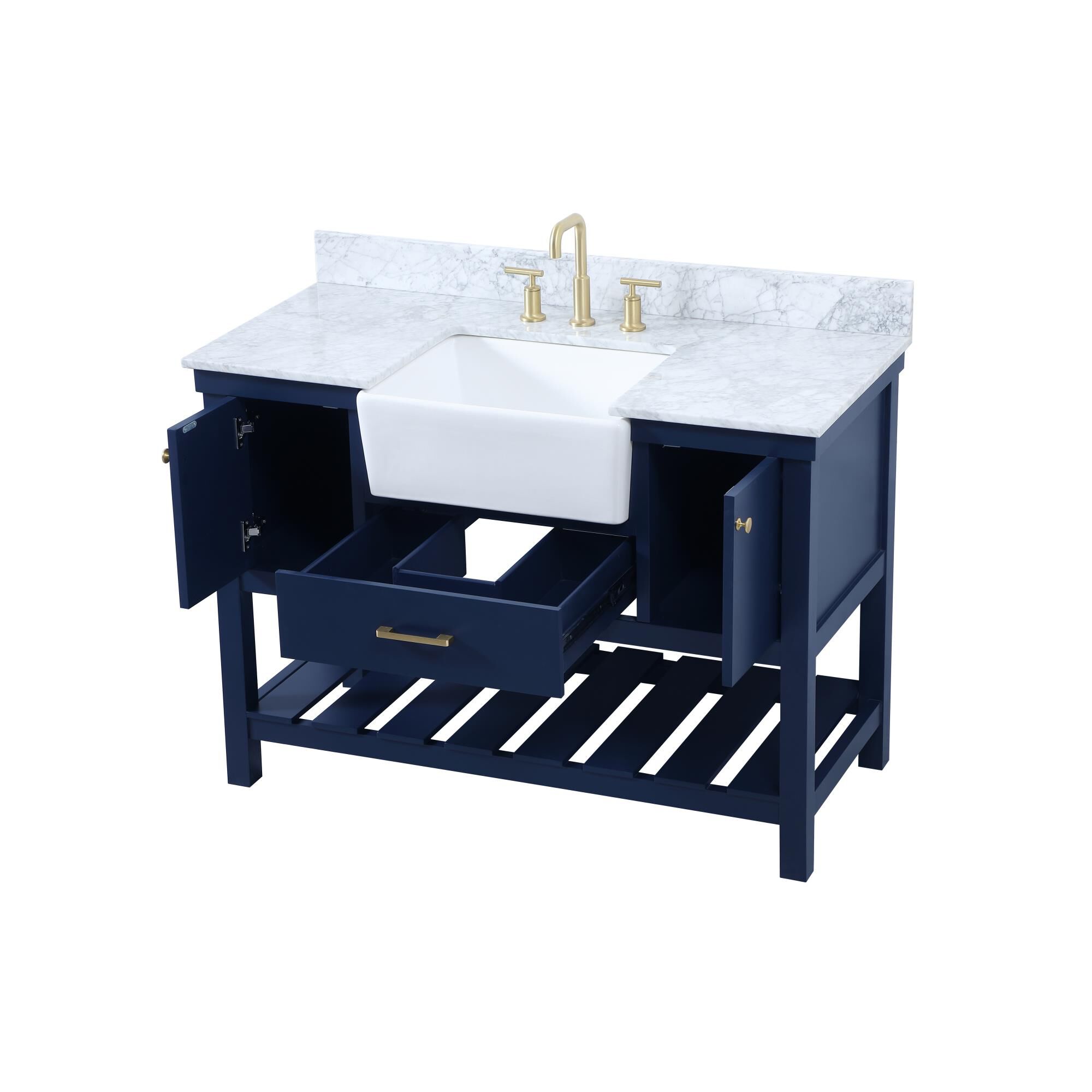 Shown in Blue finish and With Backsplash accent