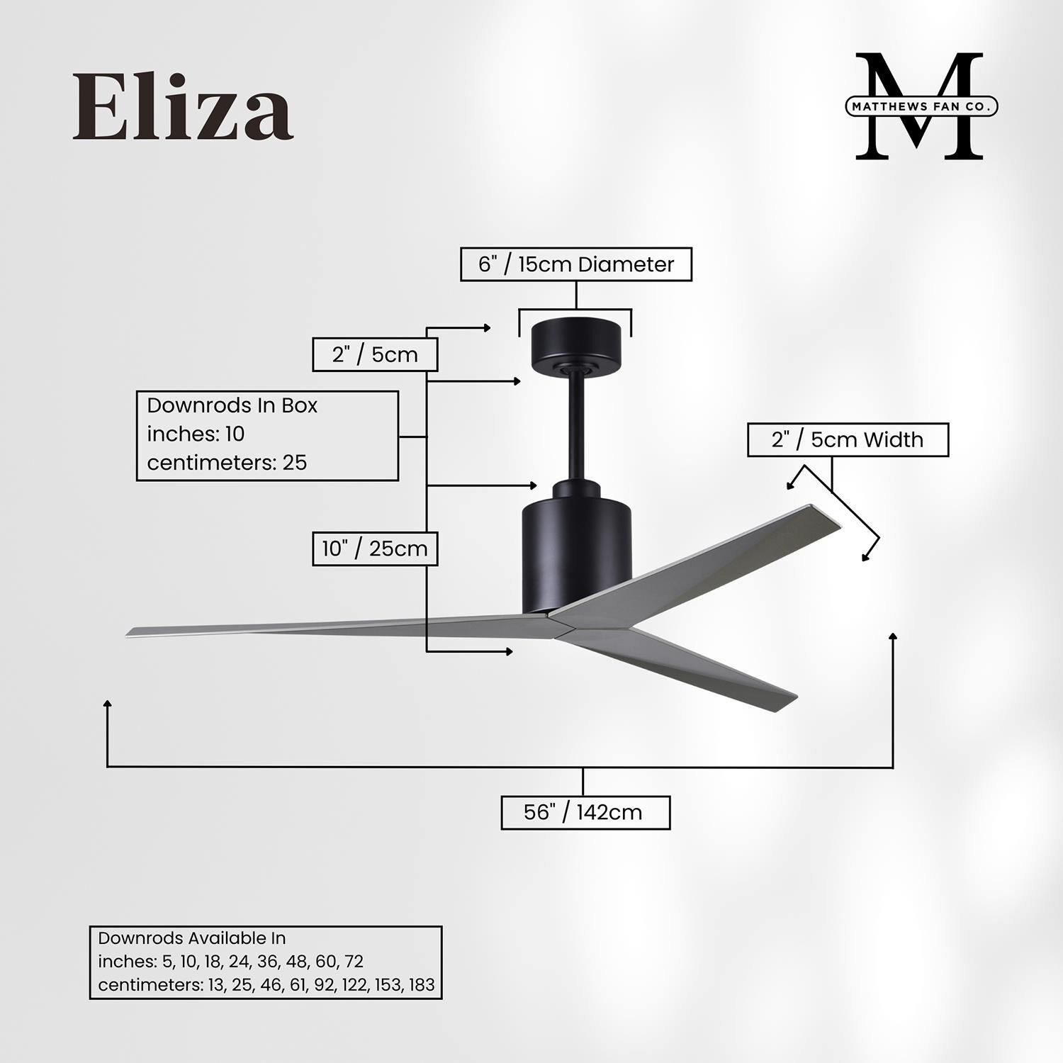 Eliza Outdoor Rated 56 Inch Ceiling Fan by Matthews Fan Company