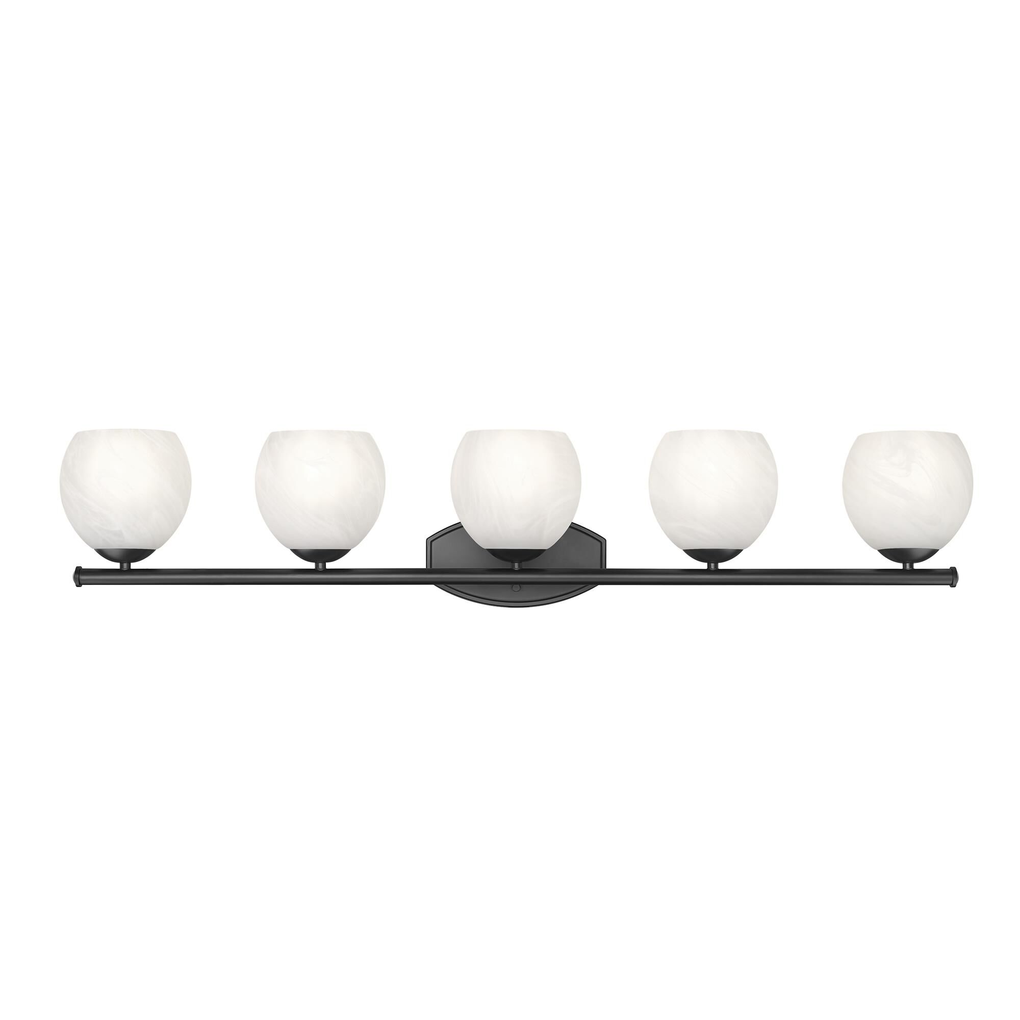 Shown in Matte Black finish and Feathered White glass