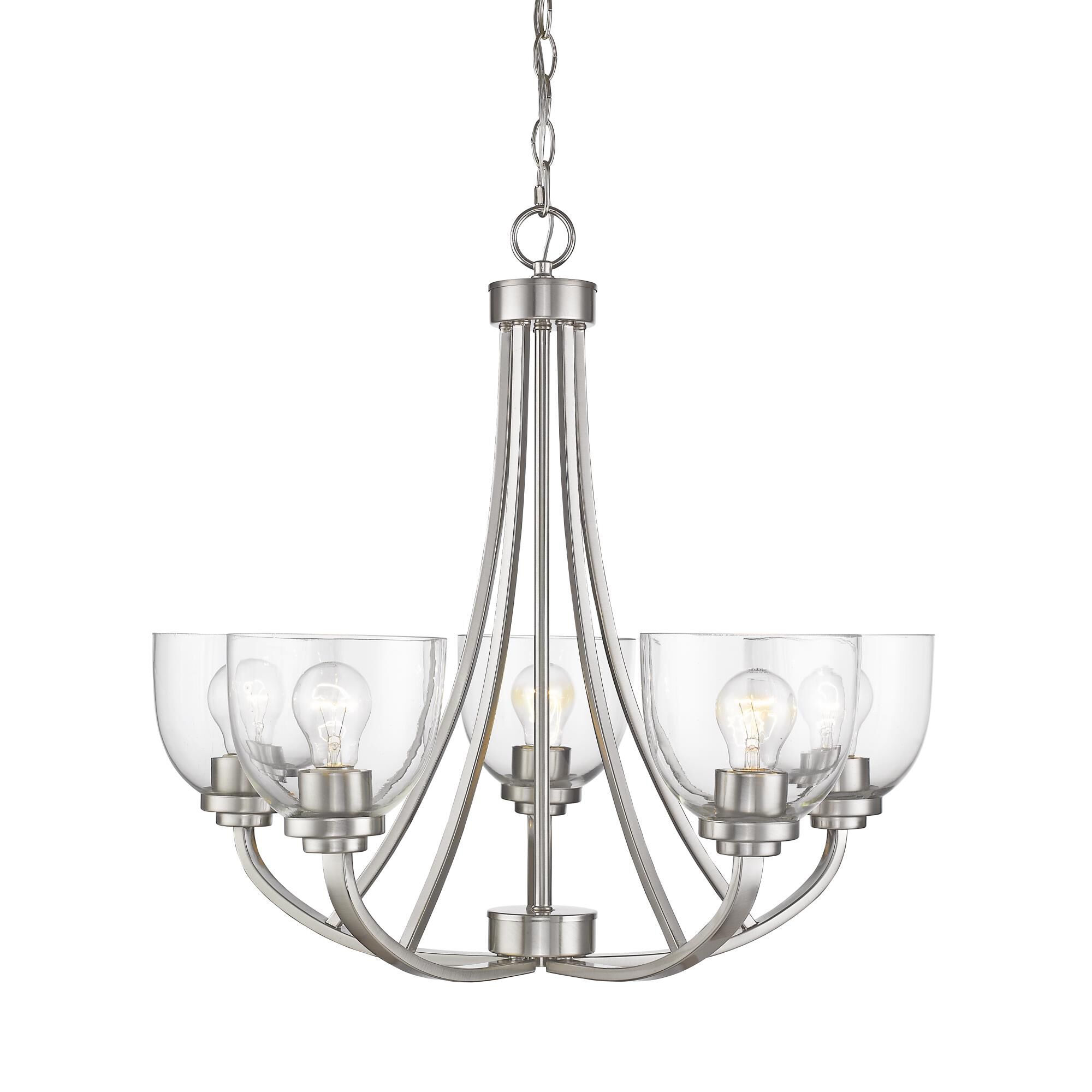 Shown in Brushed Nickel finish and Glass shade