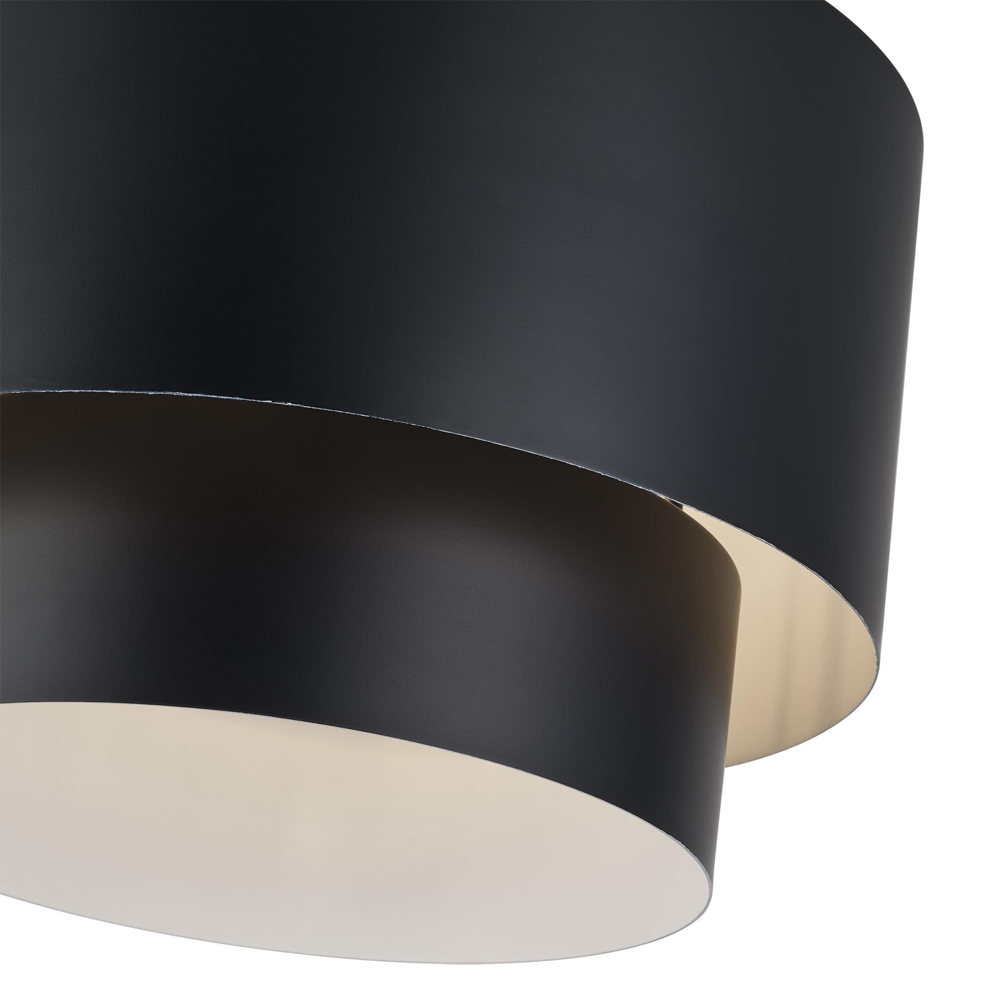 Shown in Black finish and Black Steel with Shiny White Inside shade