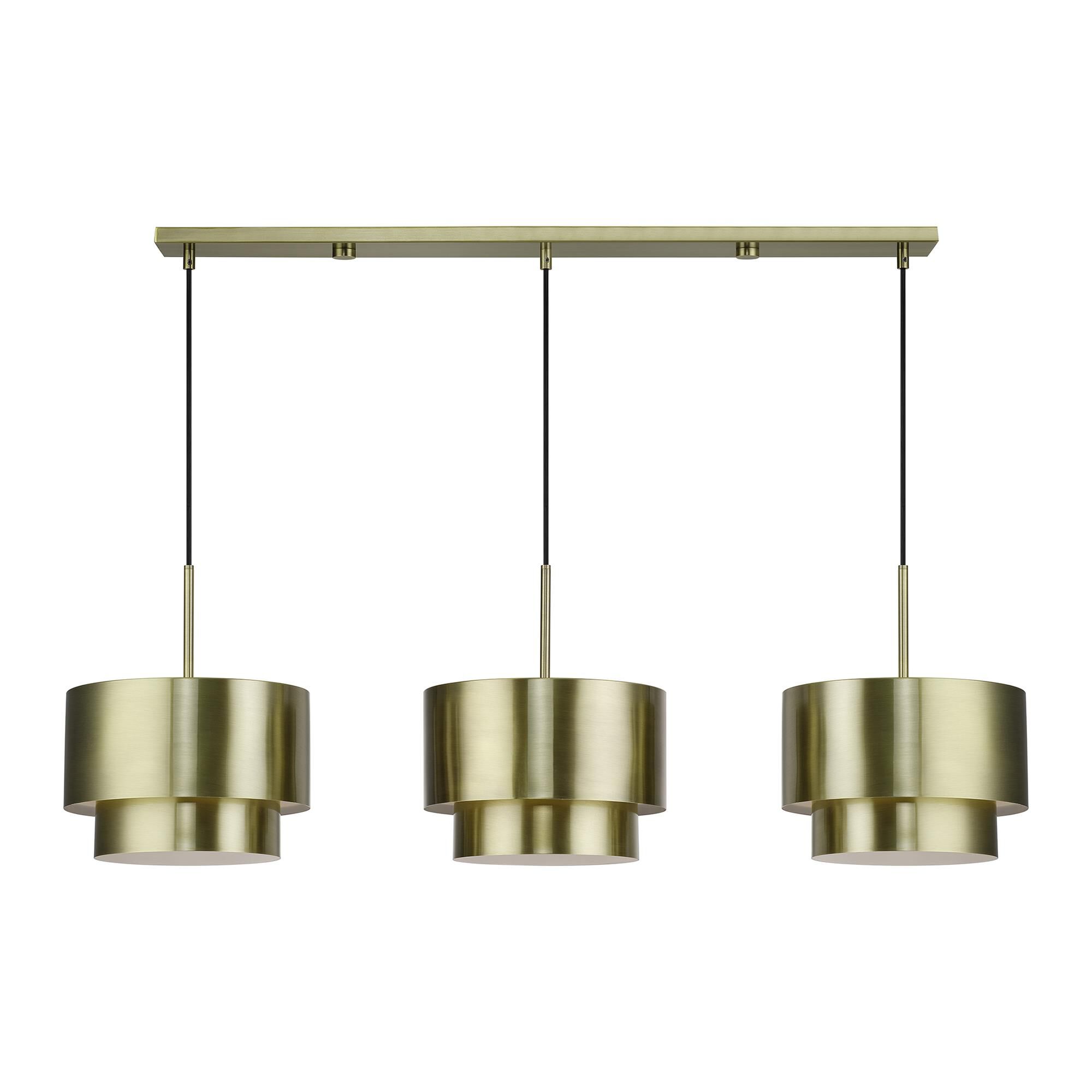 Shown in Antique Brass finish and Antique Brass Steel with Shiny White Inside shade