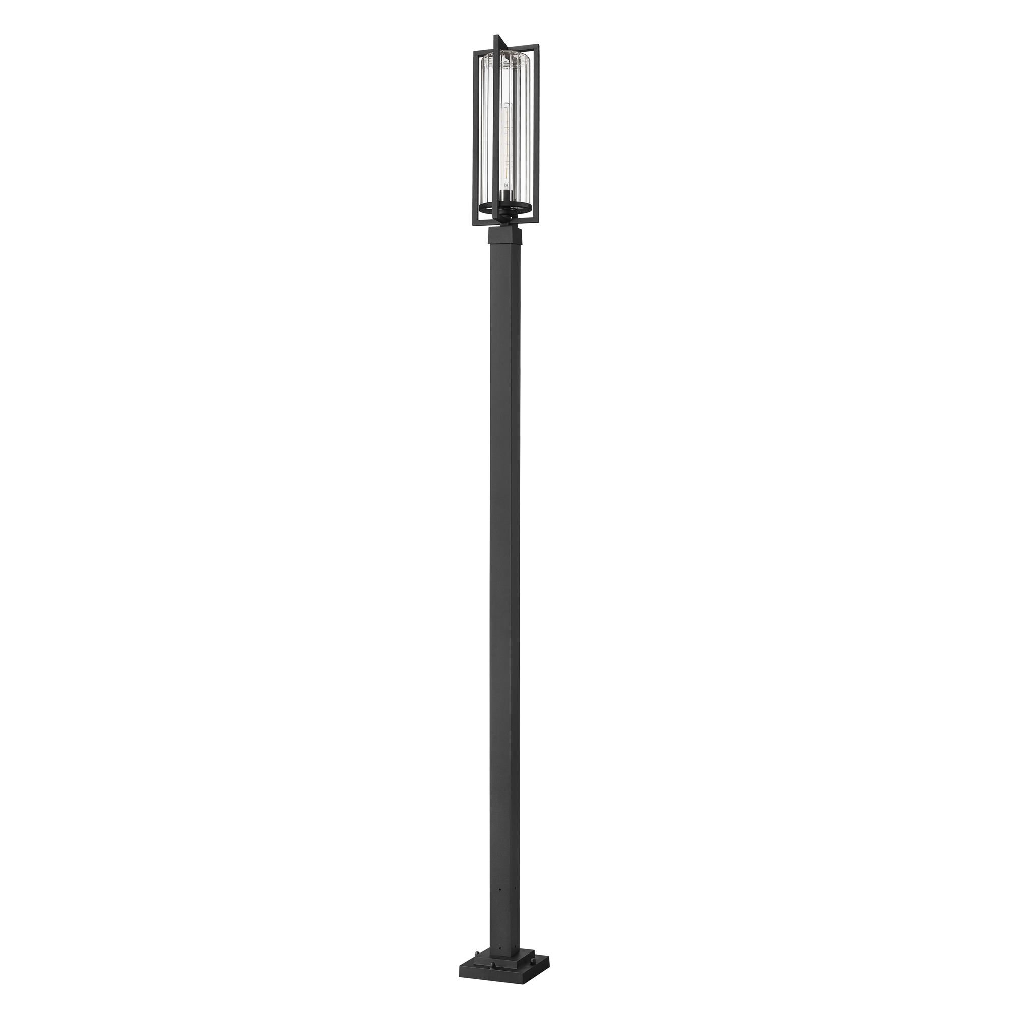 Shown in Black finish and Clear Ribbed glass and Clear Ribbed shade