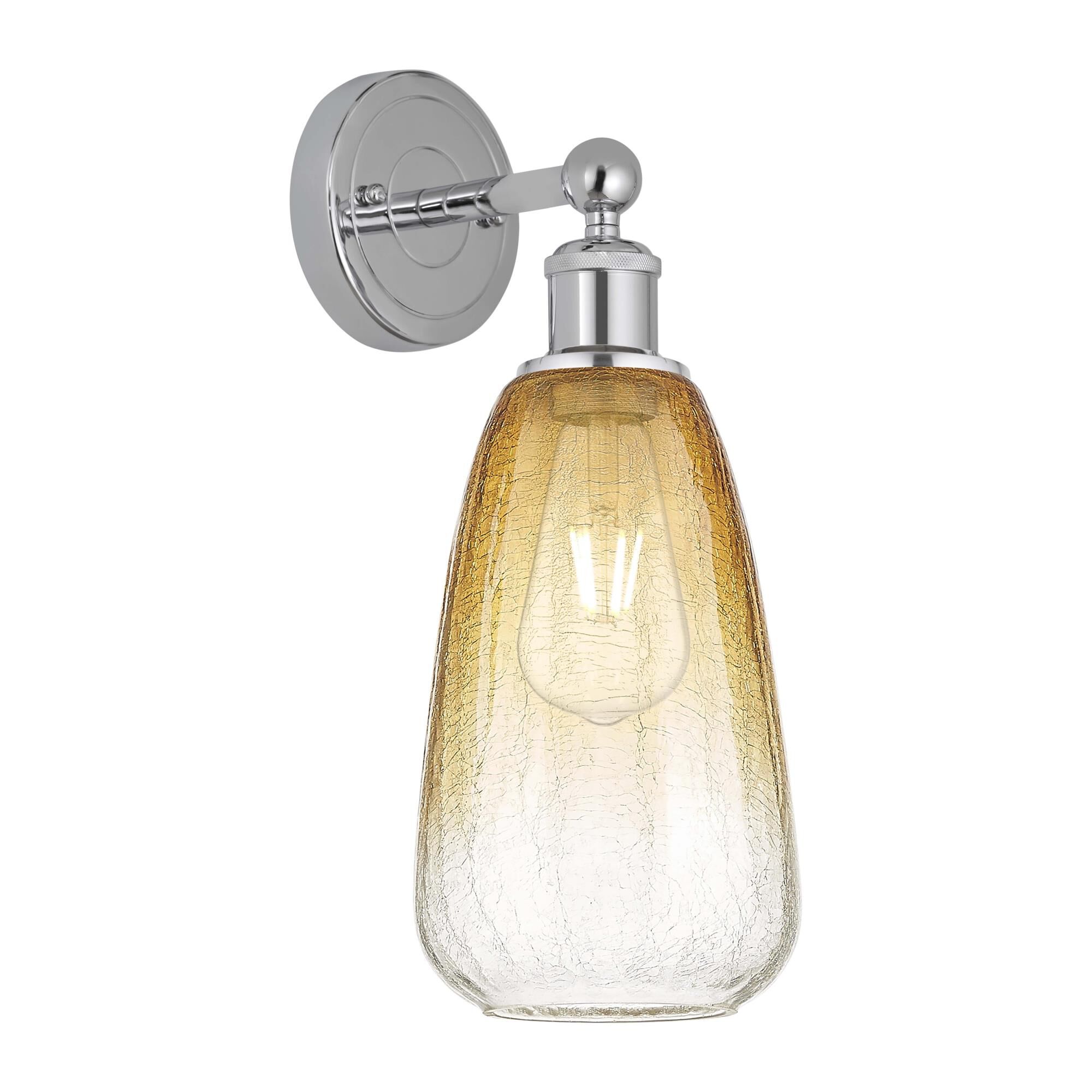 Shown in Polished Chrome finish and Amber glass