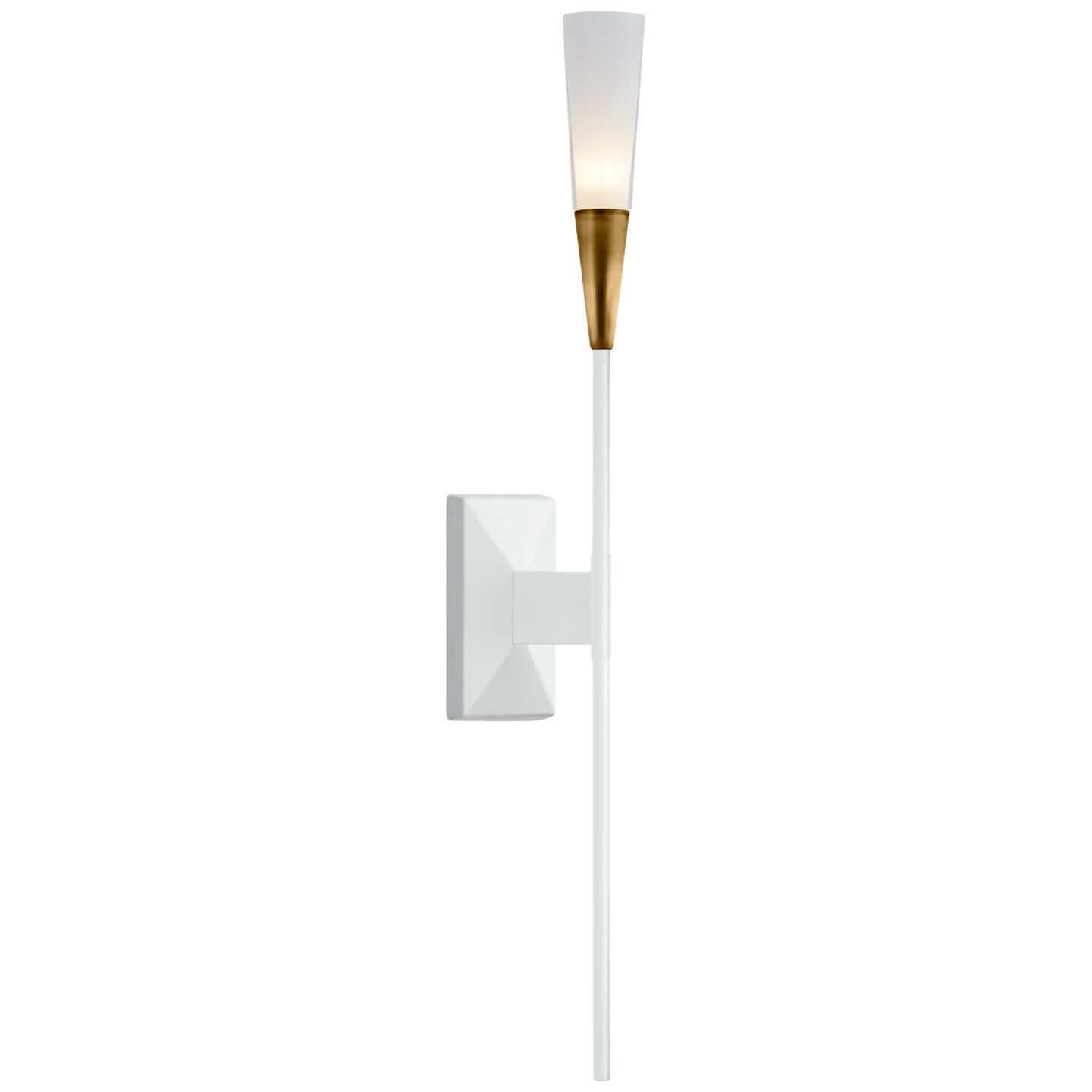 Shown in Matte White And Antique Brass finish and No Option shade