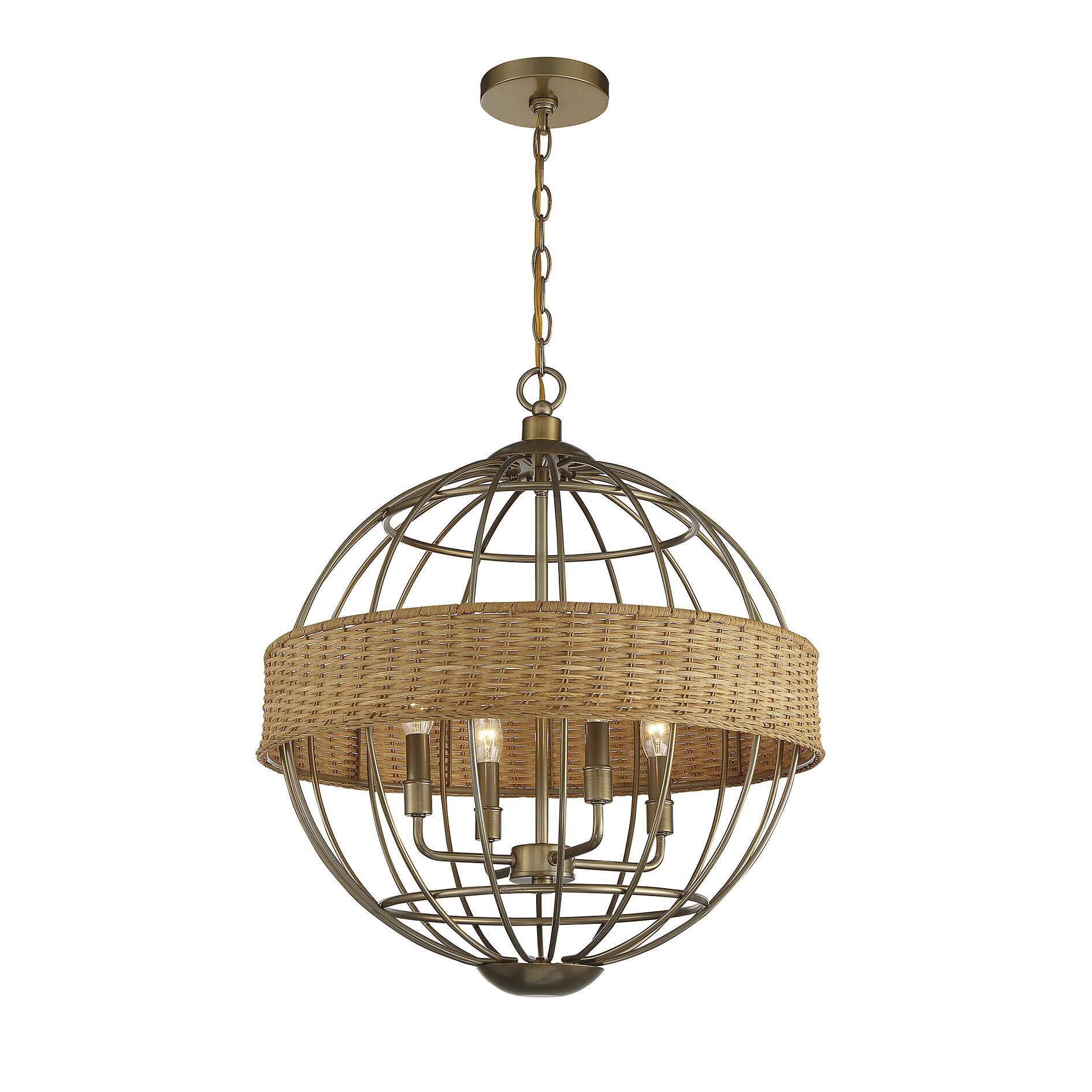 Shown in Warm Brass With Natural Rattan finish
